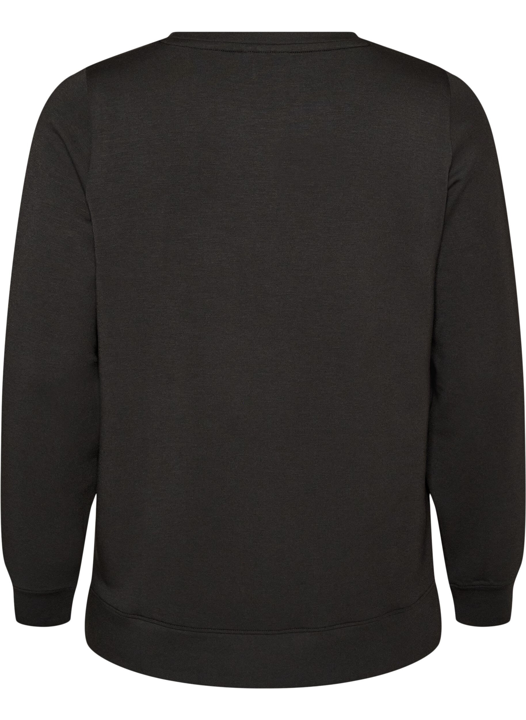 ZizziLang&auml;rmelige Bluse aus Jersey mit Rundhalsausschnitt, Schwarz, Packshot image number 1