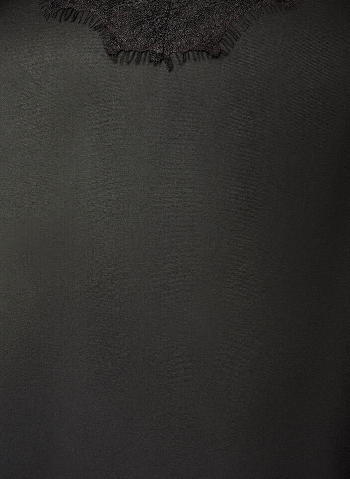 Top aus Satin mit Spitzen und asymmetrischem Saum, Schwarz, Packshot image number 2