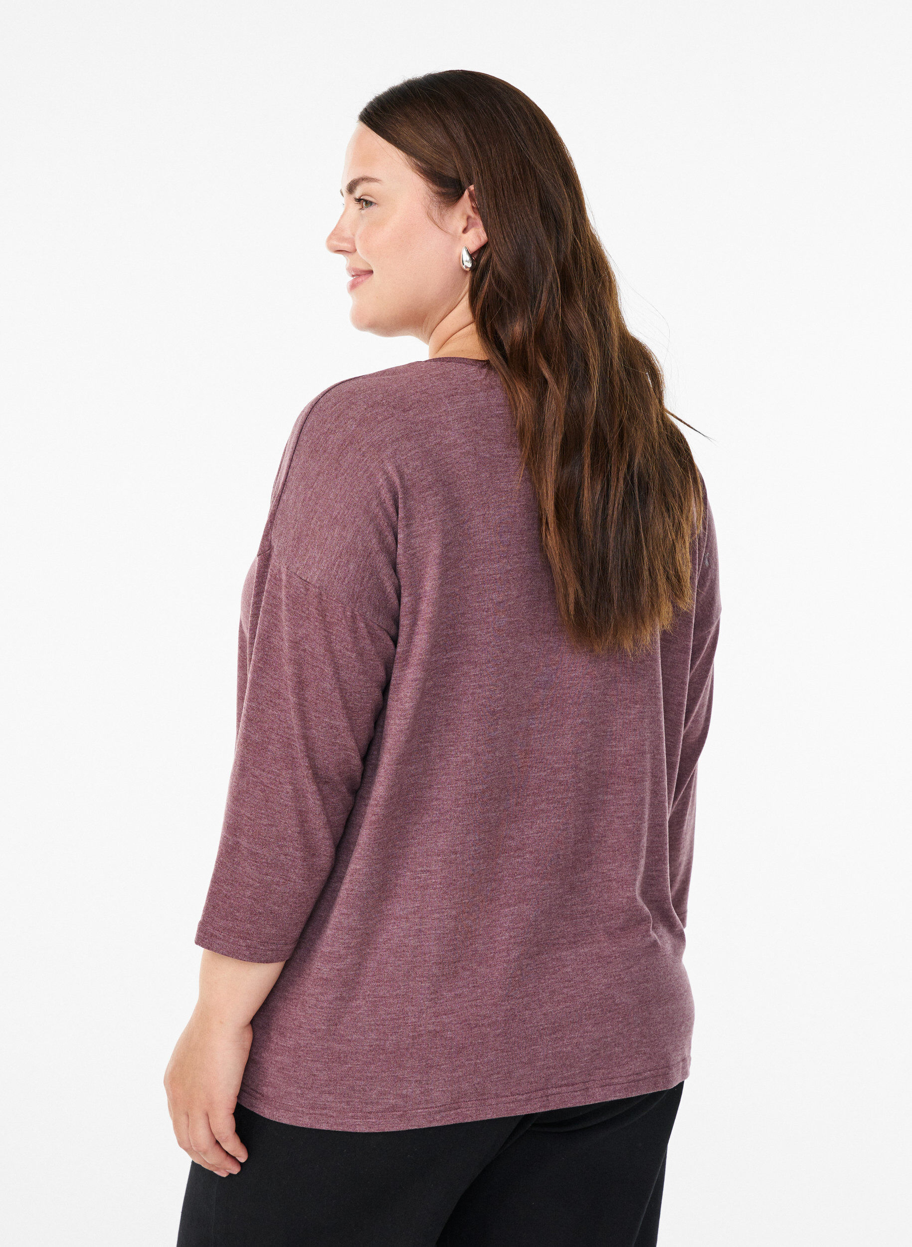 Zizzi FLASH &ndash; Blouse en jersey avec manches 3/4, Bordeaux, Model image number 2
