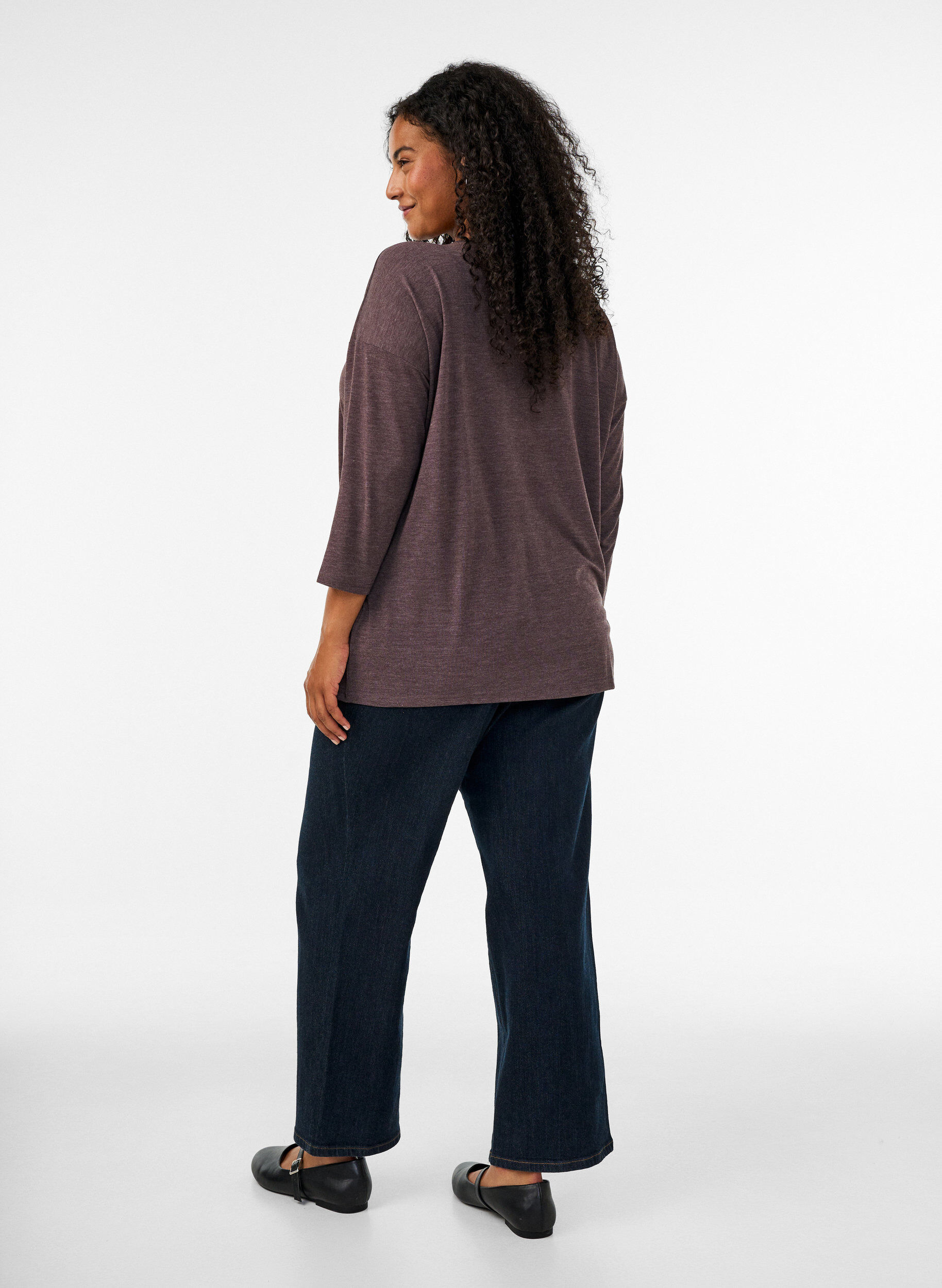 ZizziBluse aus Jersey mit 3/4-&Auml;rmeln, Braun, Model image number 2