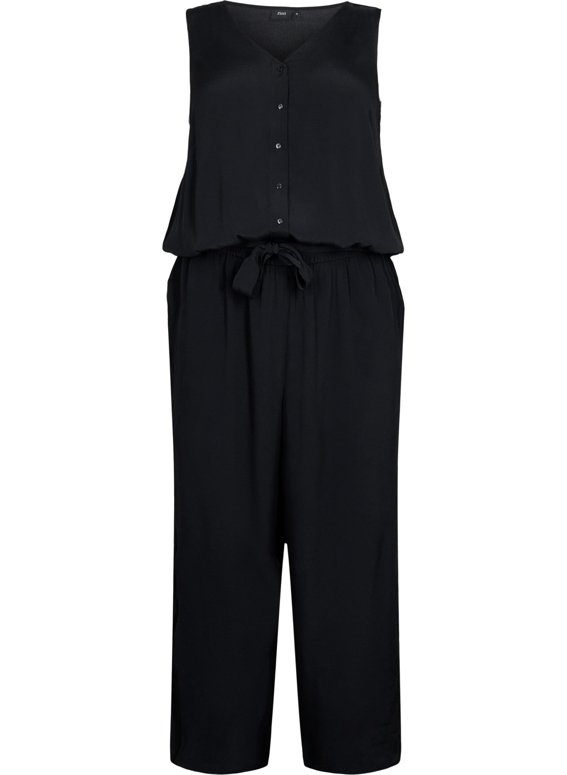 Zizzi &Auml;rmelloser Jumpsuit aus Viskose, Black, Packshot image number 0