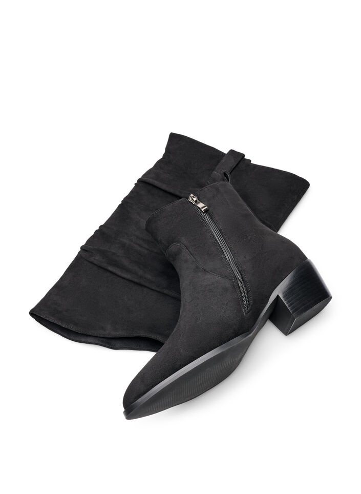 Langer Stiefel in Wildlederoptik mit abnehmbarem Schaft, Schwarz, Packshot image number 2