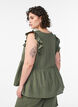 &Auml;rmellose Bluse aus Baumwoll-Musselin mit R&uuml;schen, Gr&uuml;n, Model image number 2
