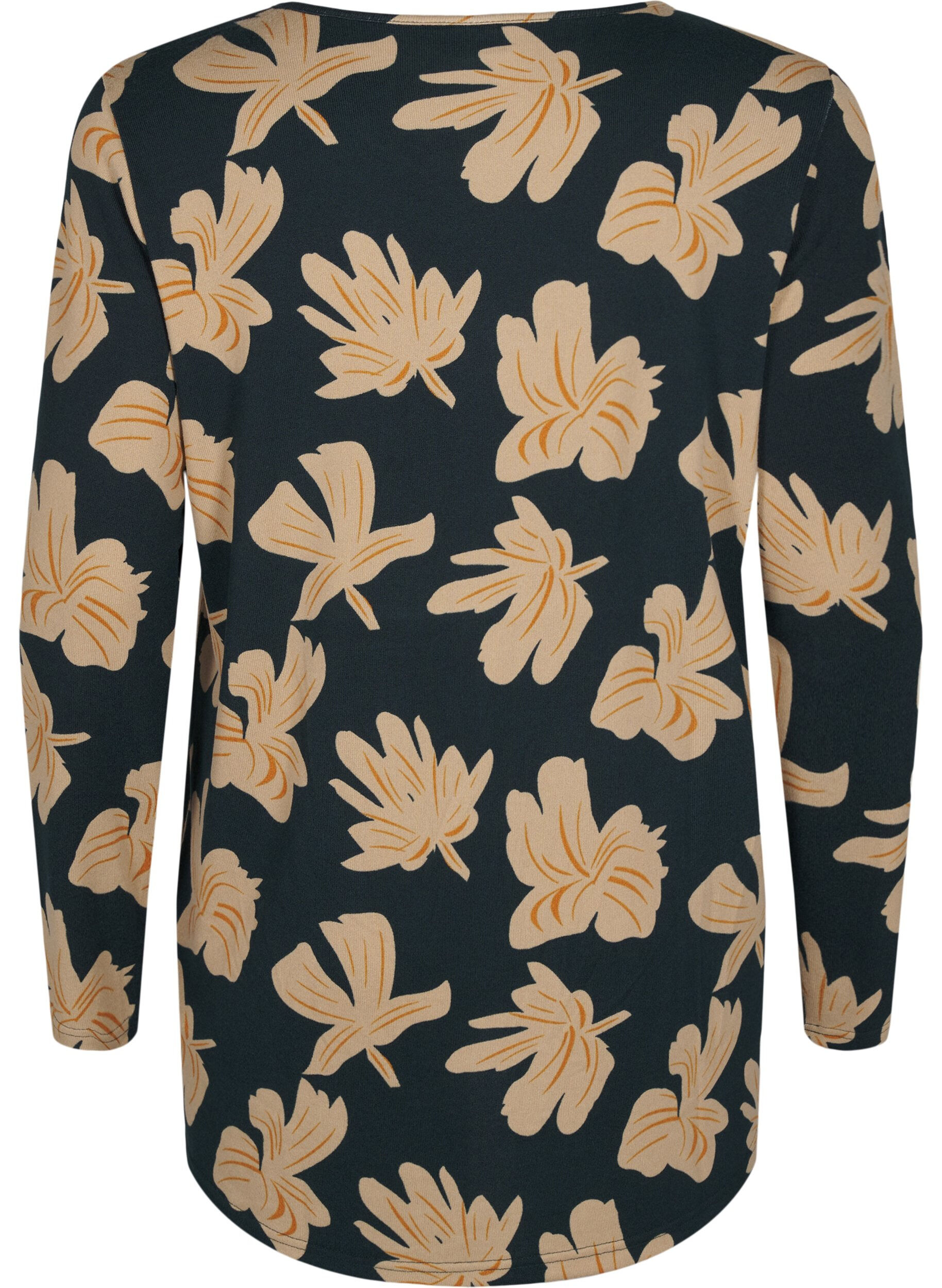 Zizzi  Bluse mit Blumenmuster und langen &Auml;rmeln, Gr&uuml;n, Packshot image number 1
