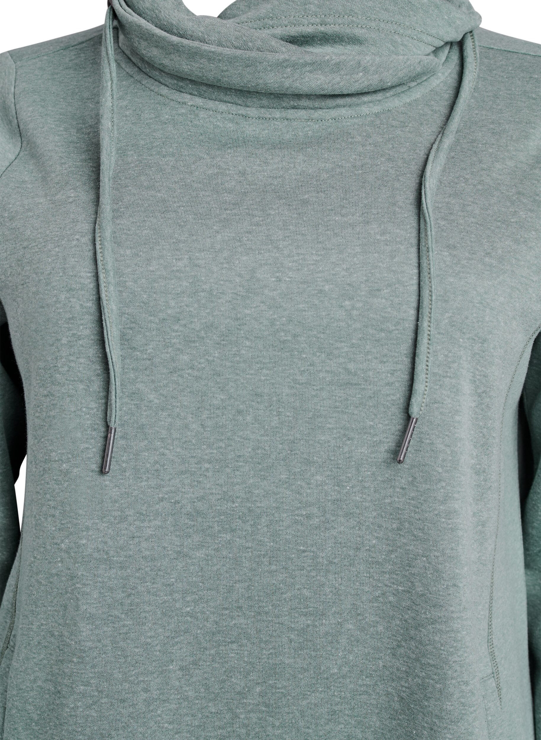 Zizzi FLASH - Kurzes Sweatshirtkleid mit Stehkragen und Taschen, Gr&uuml;n, Packshot image number 2