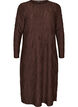 Robe midi &agrave; texture ondul&eacute;e et manches longues, Marron, Packshot image number 0