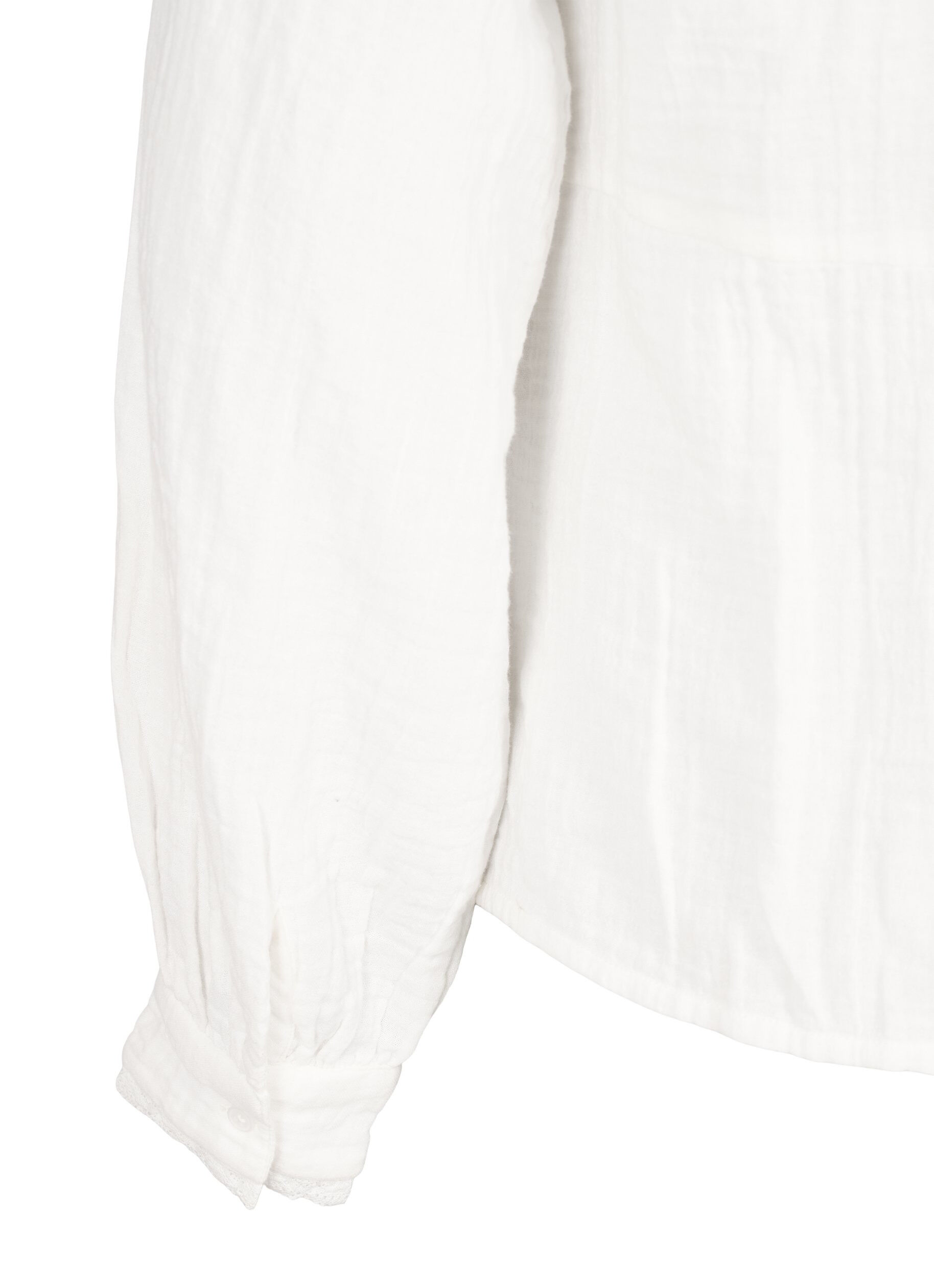 Zizzi Baumwoll-Musselinbluse mit H&auml;keldetails, Vanille, Packshot image number 3