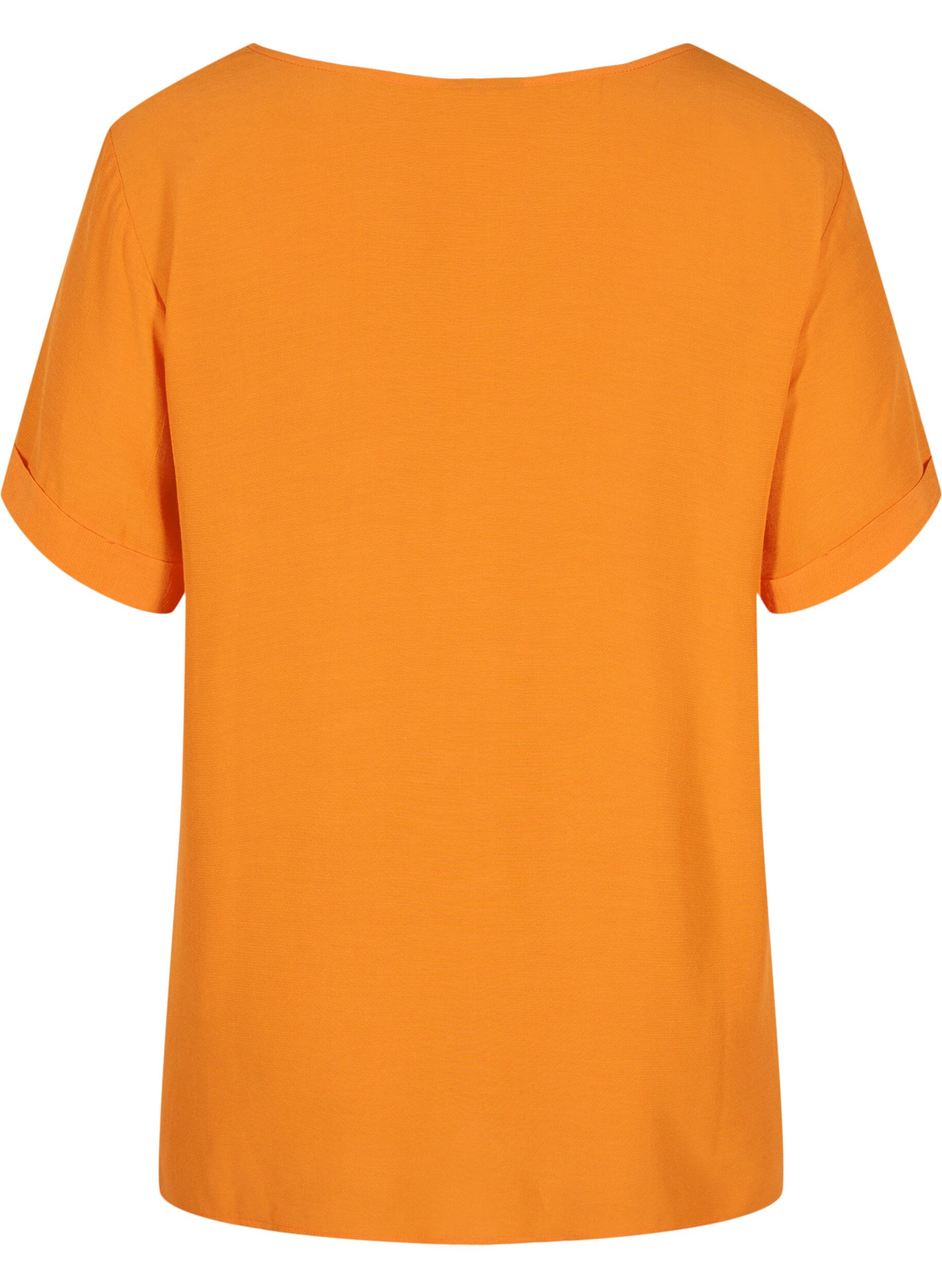 Zizzi Kurzarm Bluse aus Viskose, Orange Peel, Packshot image number 1