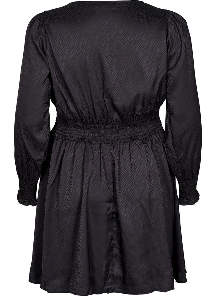 Robe courte avec détails smockés, Noir, Packshot image number 1