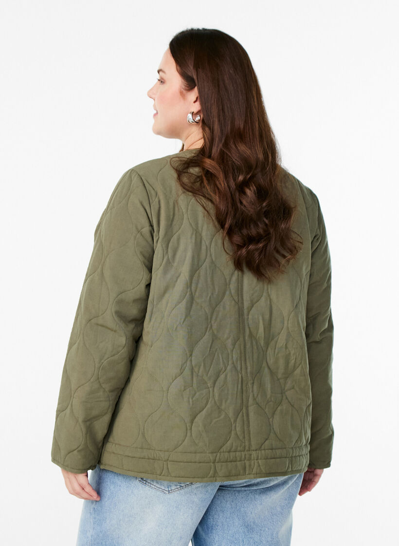 Steppjacke mit Knöpfen und Taschen, Grün, Model image number 2