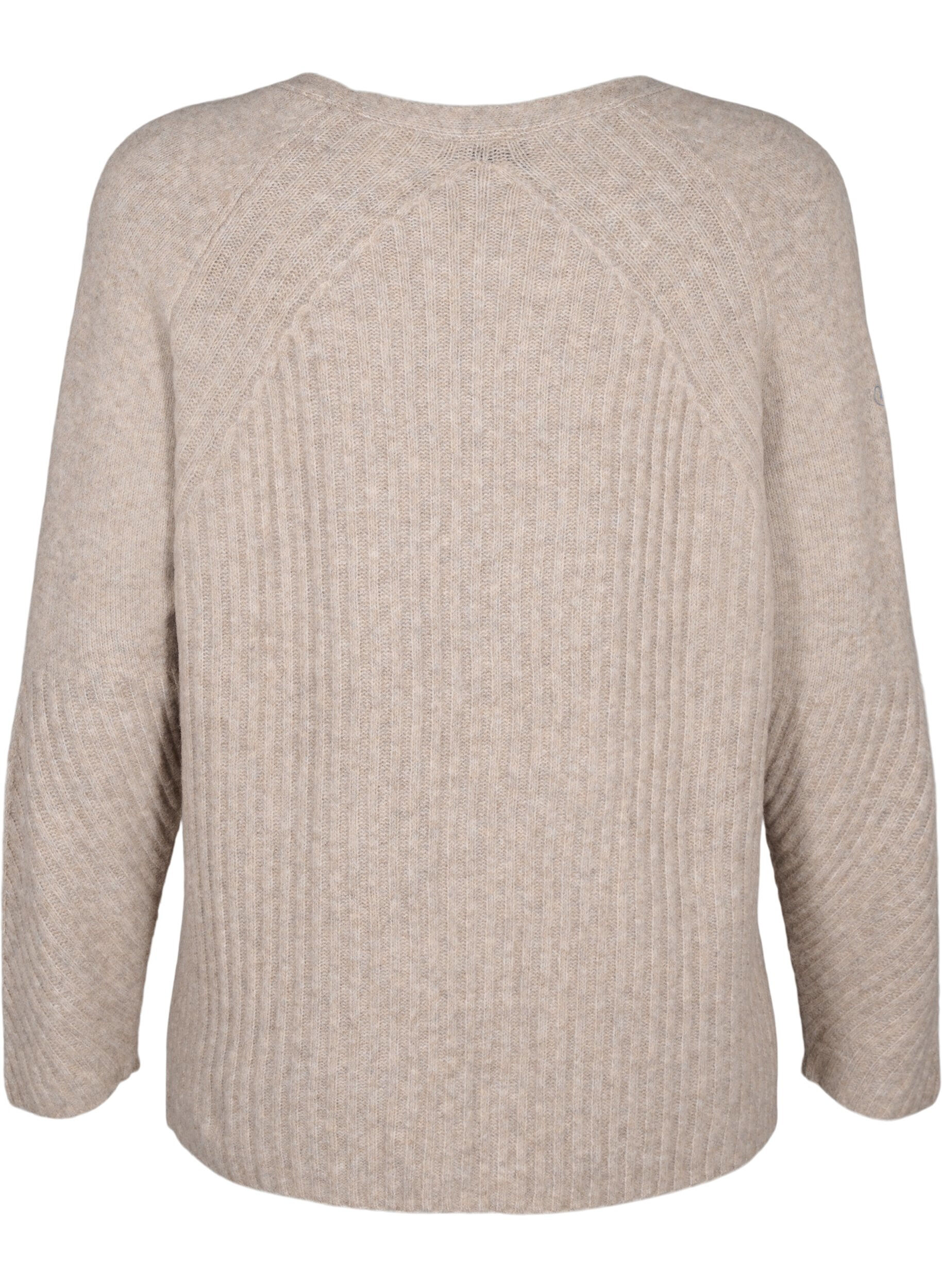 Zizzi Pull en tricot avec fente, Simply Taupe Mel., Packshot image number 1