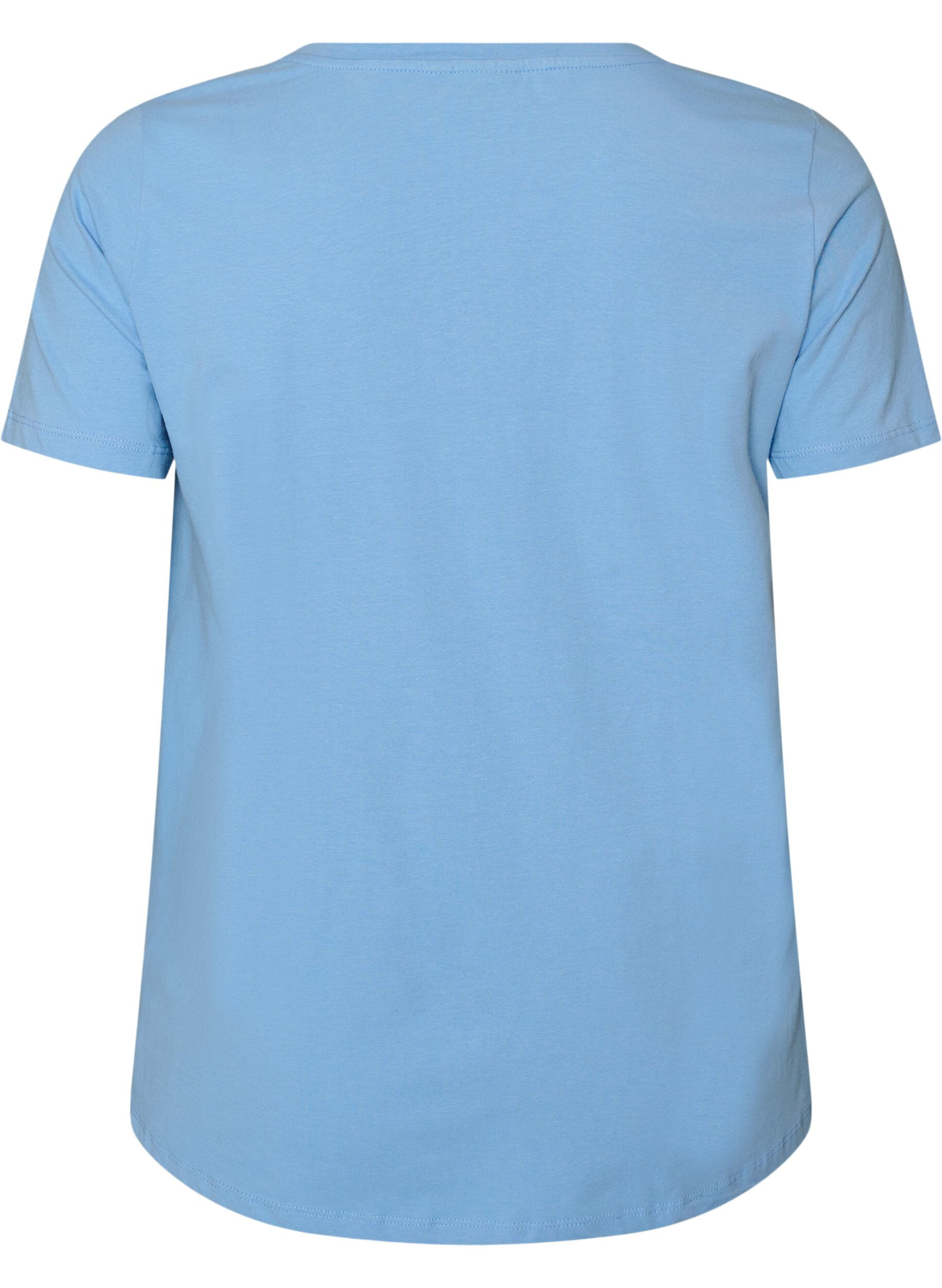 ZizziEinfarbiges basic T-Shirt aus Baumwolle, Blau, Packshot image number 1