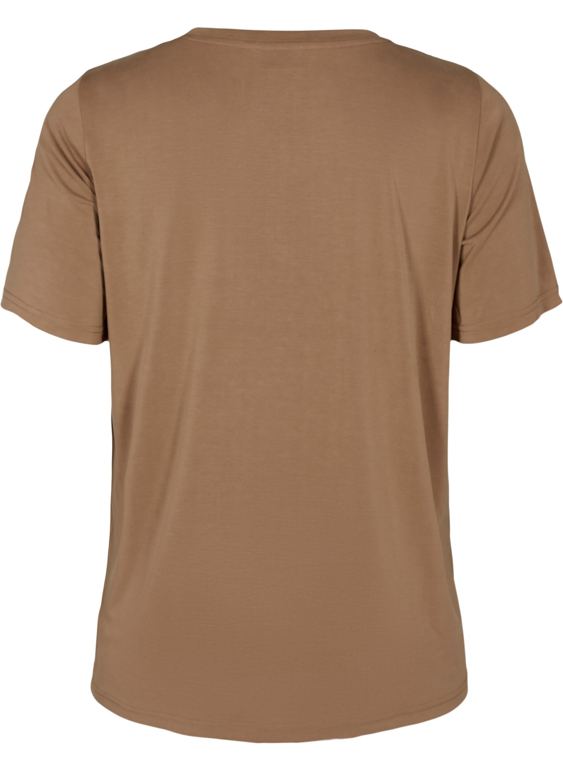 Zizzi T-Shirt aus TENCEL&trade; Modal mit Rundhalsausschnitt, Braun, Packshot image number 1