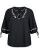 Bestickte Bluse aus Baumwollmischung mit Leinen, Black W. EMB, Packshot image number 0