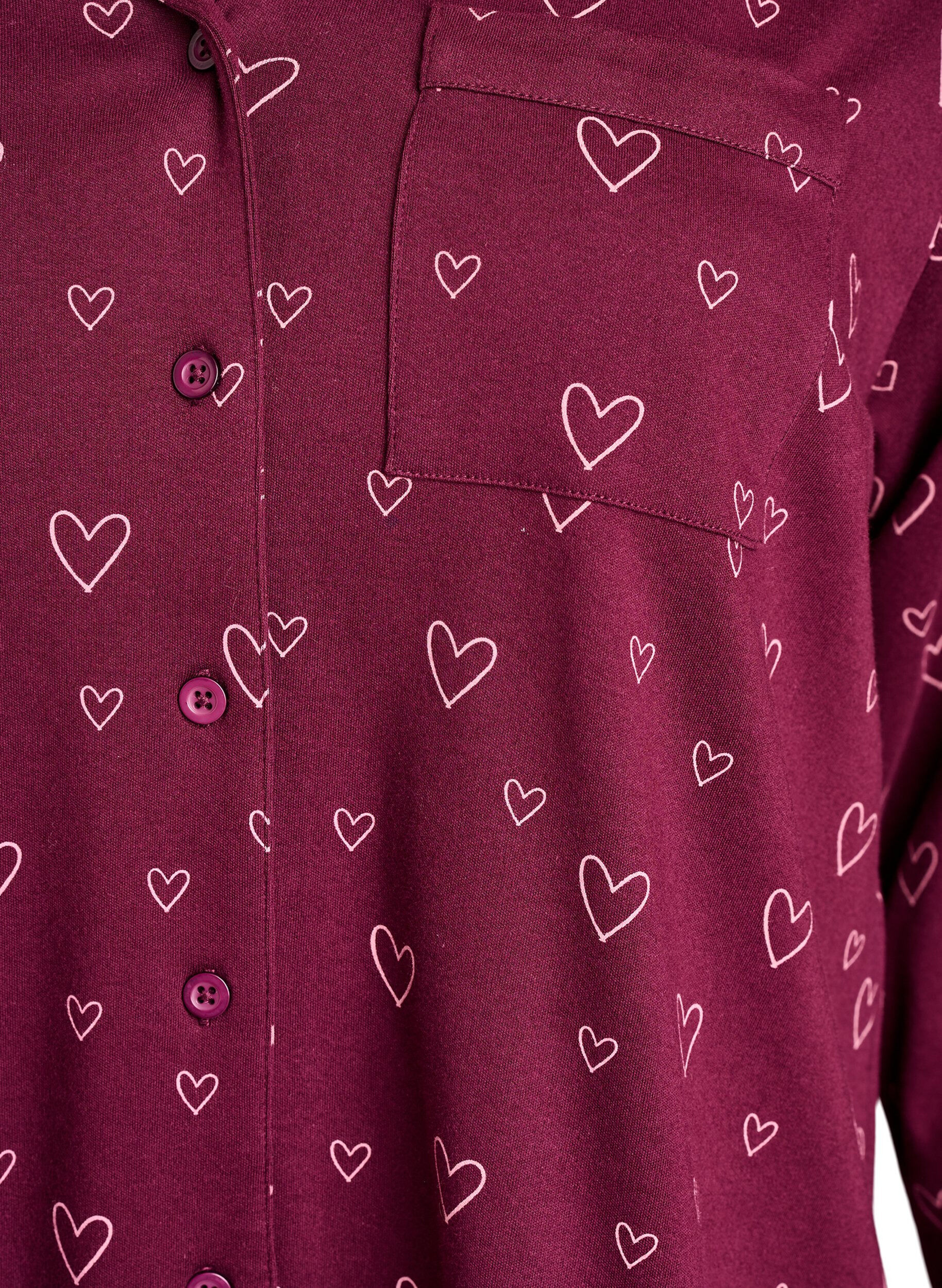 ZizziChemise de pyjama en coton avec poche poitrine, Bordeaux, Packshot image number 2
