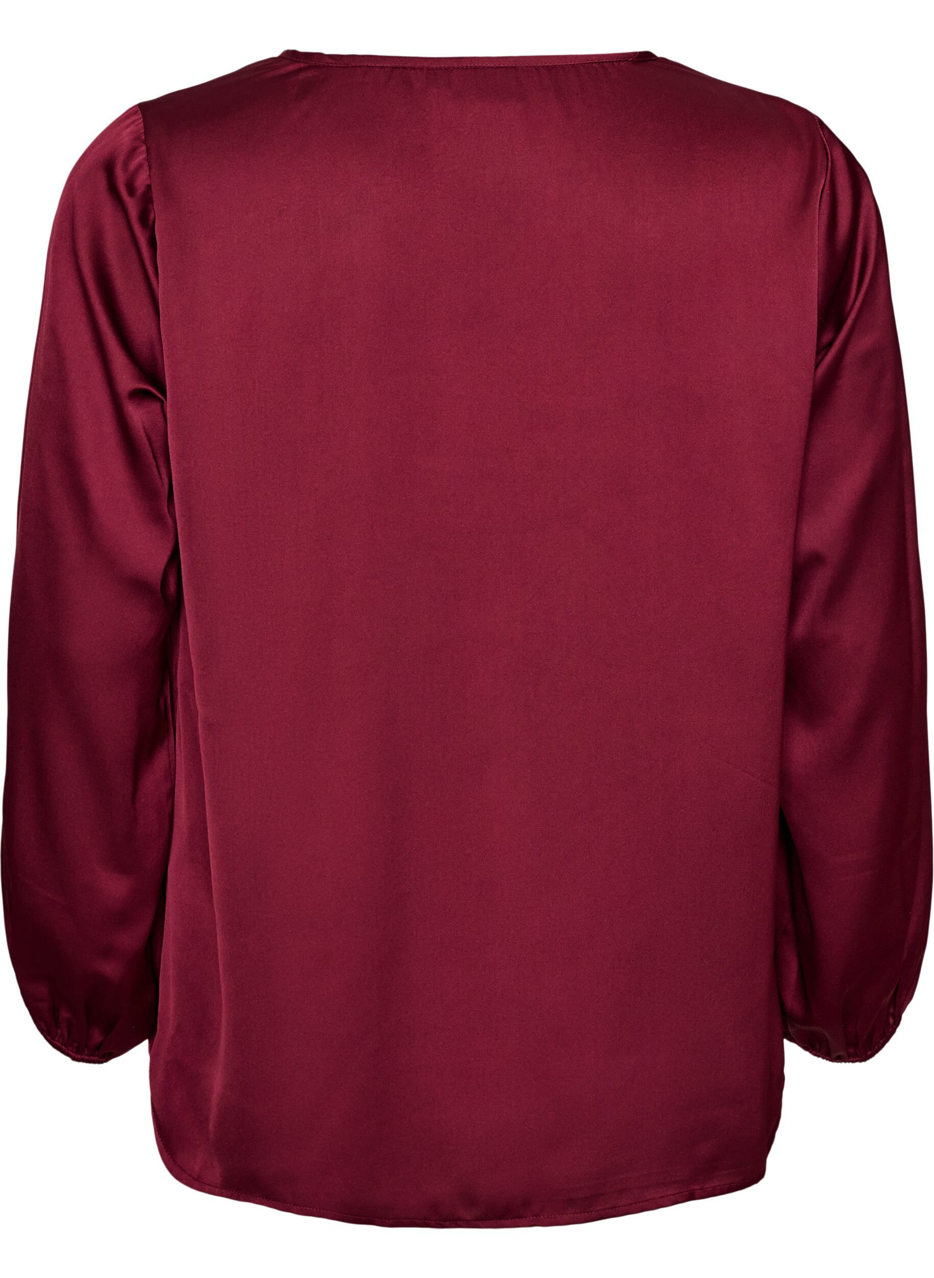 ZizziSatinbluse mit Spitzenapplikation und Perlen, Rot, Packshot image number 1