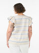 &Auml;rmellose Bluse mit R&uuml;schen und gemusterten Streifen, Vanille, Model image number 2