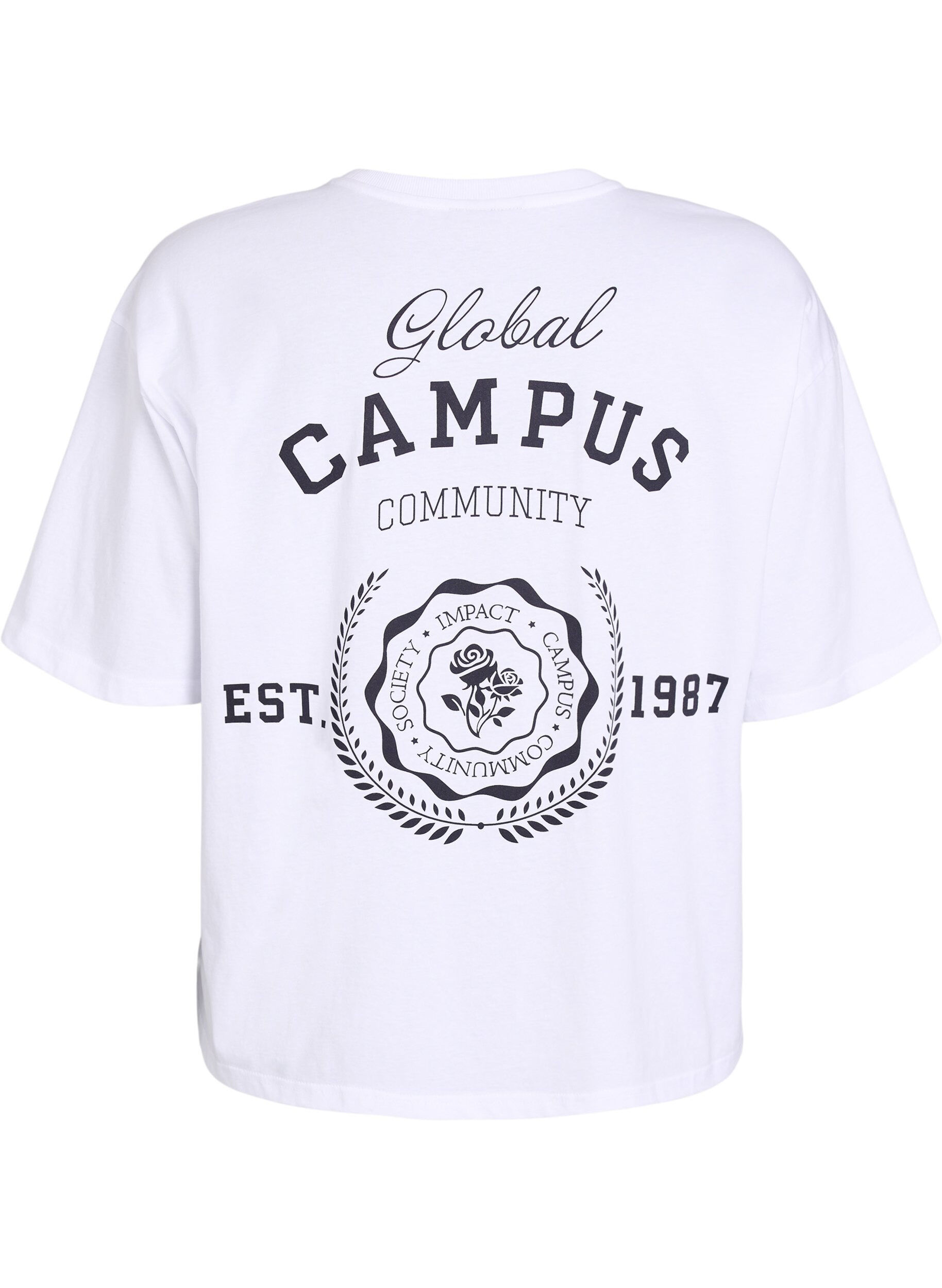 Zizzi T-shirt oversize avec impression au dos, Blanc, Packshot image number 1