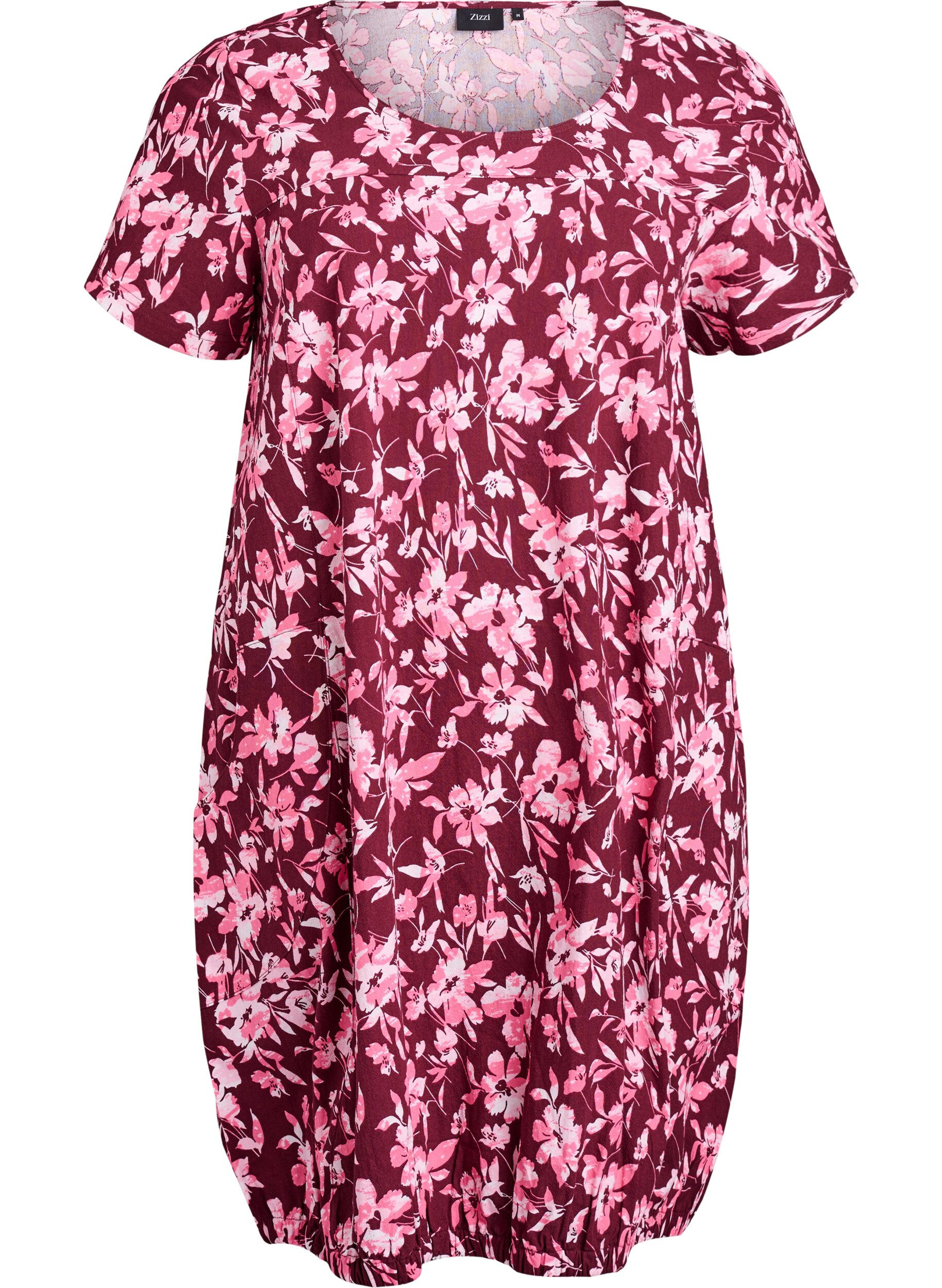 Kurz&auml;rmliges Baumwollkleid mit Aufdruck