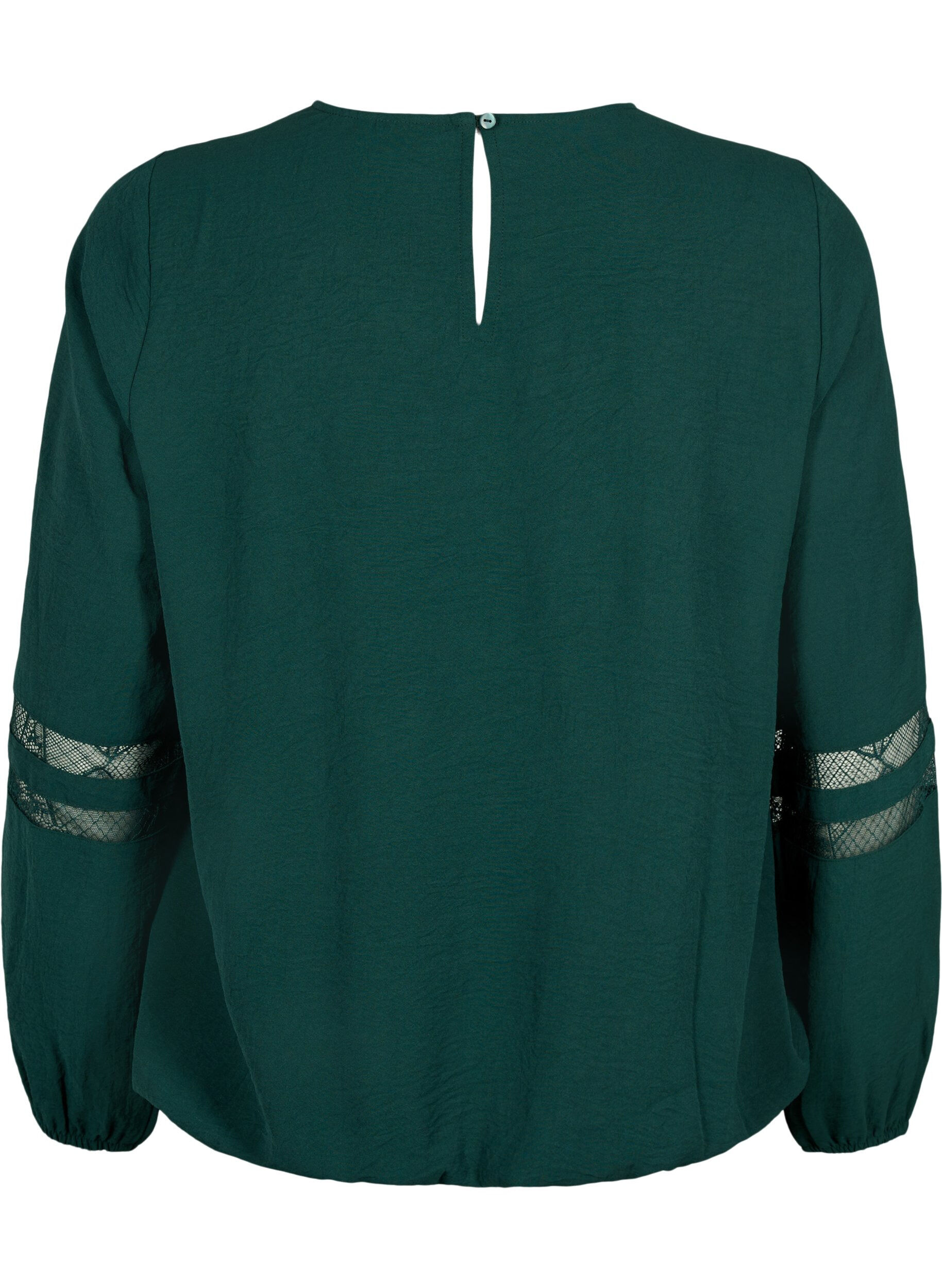 Zizzi  Langarm-Bluse mit Spitze, Scarab, Packshot image number 1