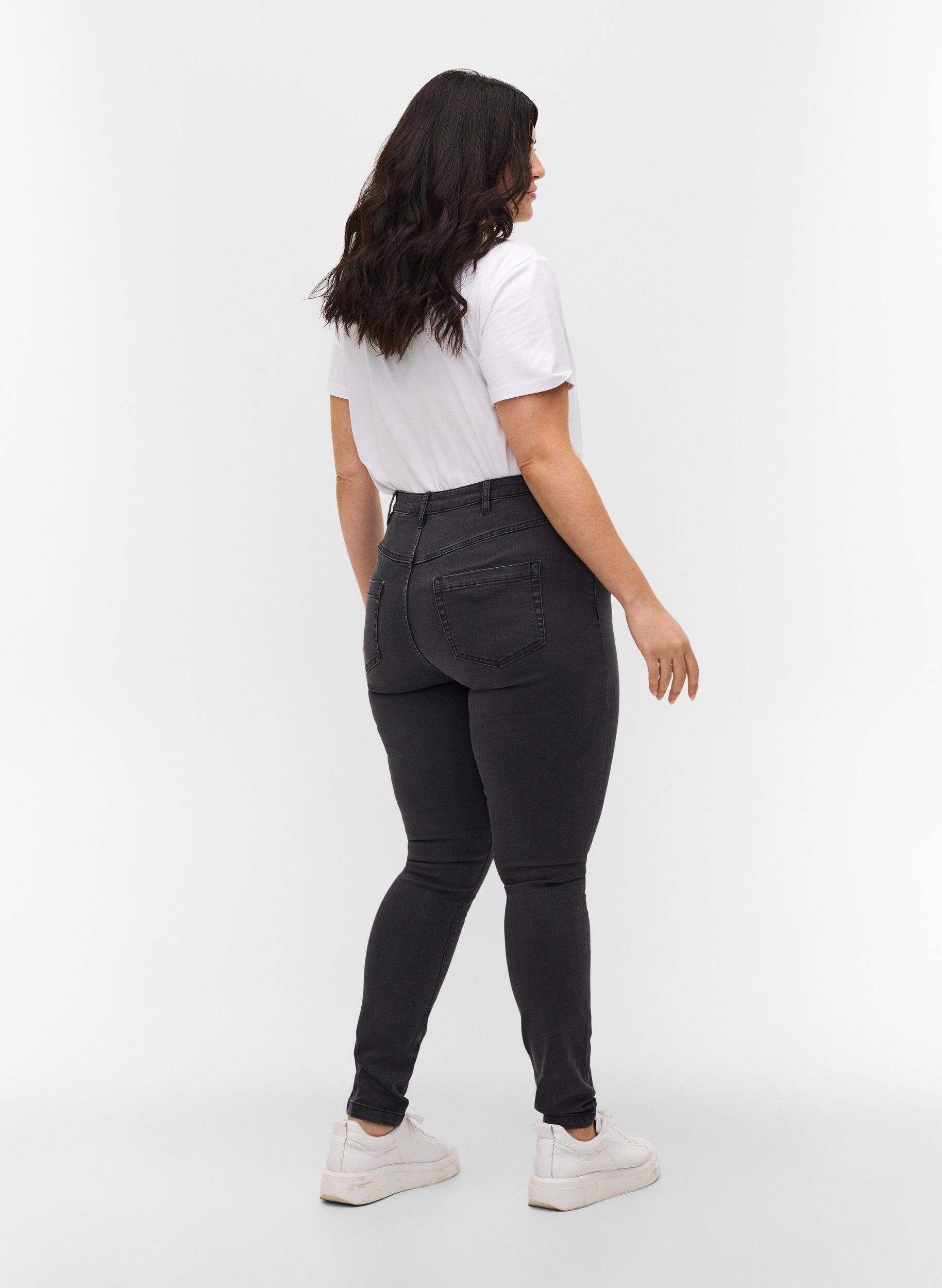 Zizzi Hochtaillierte Super Slim Amy Jeans, Grau, Model image number 1