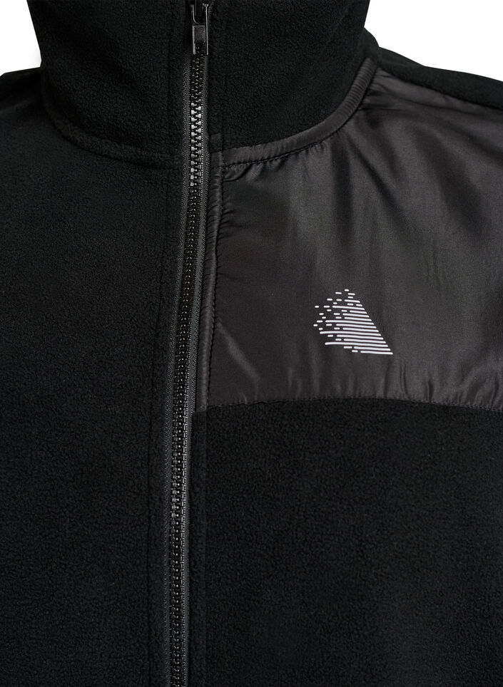 Fleeceweste mit hohem Kragen und Kordelzug am Saum, Schwarz, Packshot image number 2