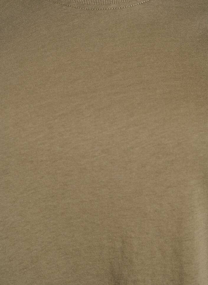 T-shirt basique en coton &agrave; col rond, Vert Kaki, Packshot image number 2