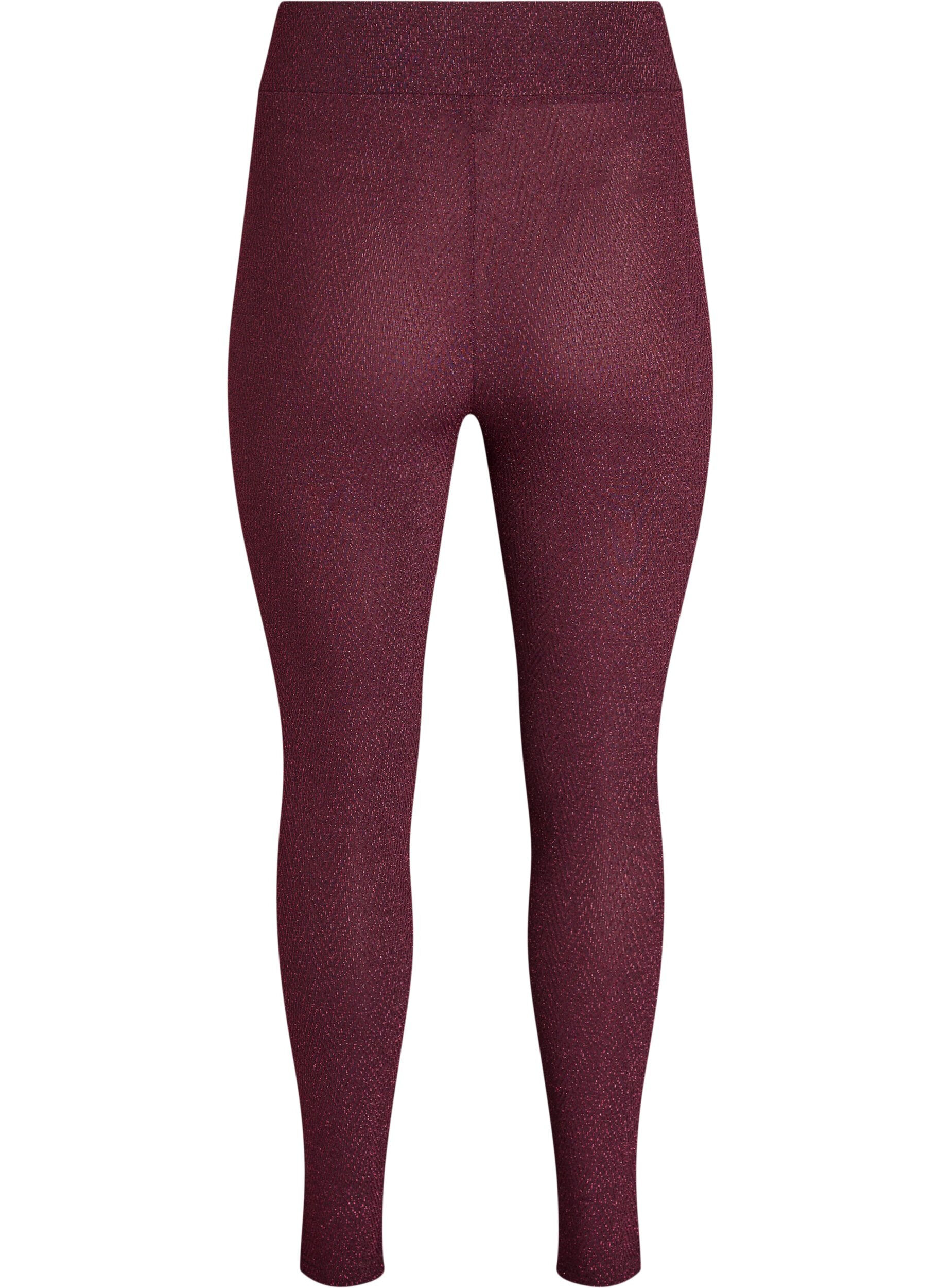 Zizzi Leggings mit Glitzermuster, Dunkles Bordeaux, Packshot image number 1