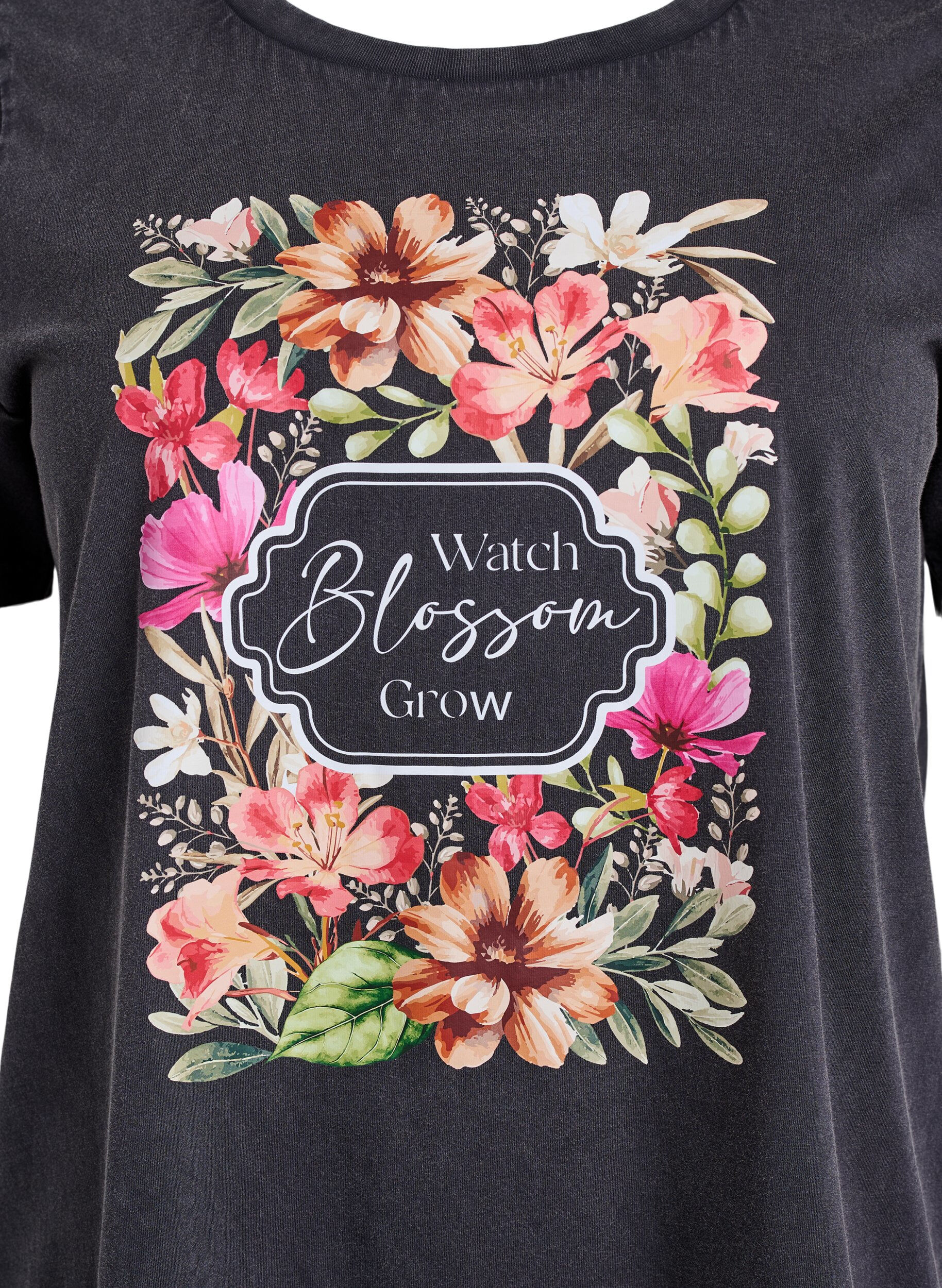 Zizzi T-Shirt aus Bio-Baumwolle mit Print, Grau, Packshot image number 2