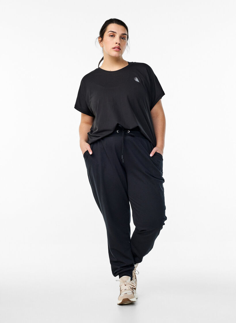 Lockere Trainingshose mit Taschen, Schwarz, Model image number 1