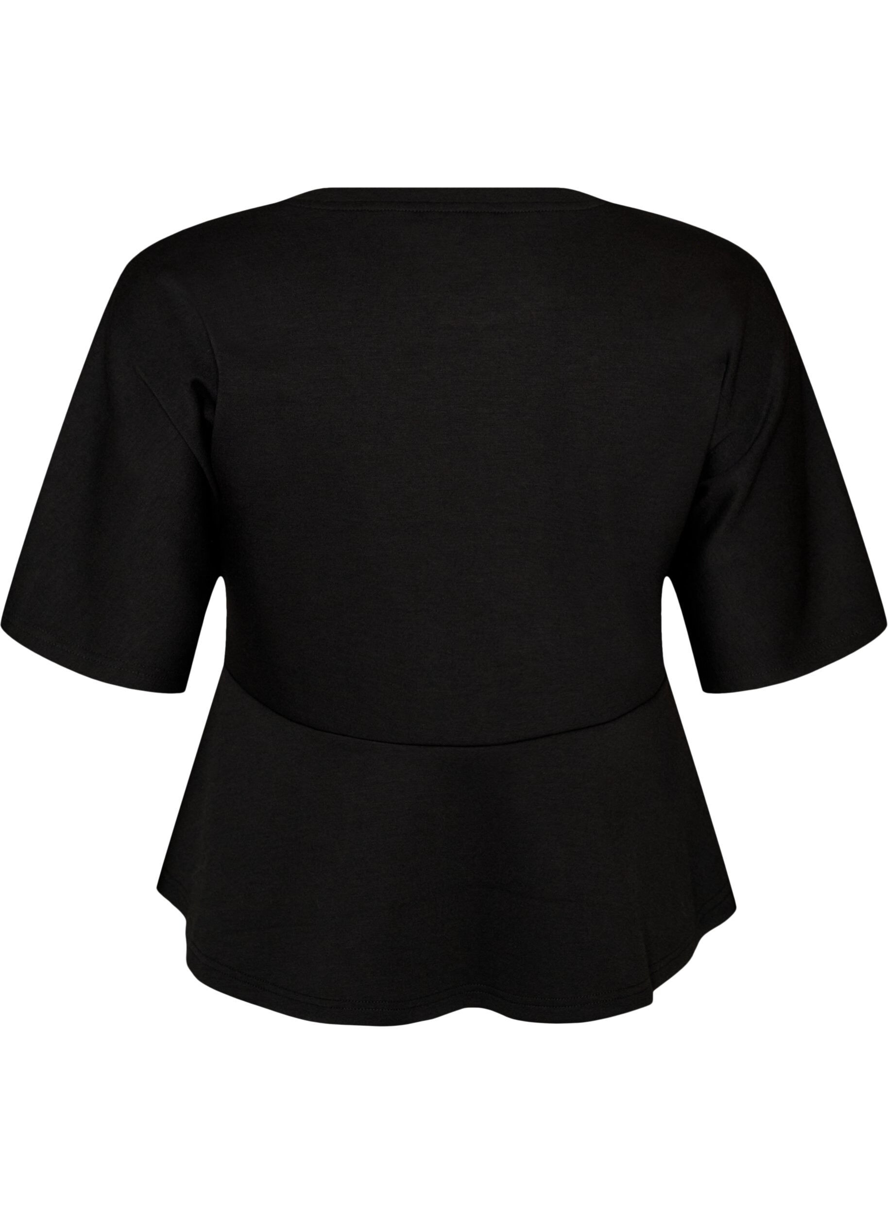 ZizziBlouse peplum avec manches longueur coude, Noir, Packshot image number 1