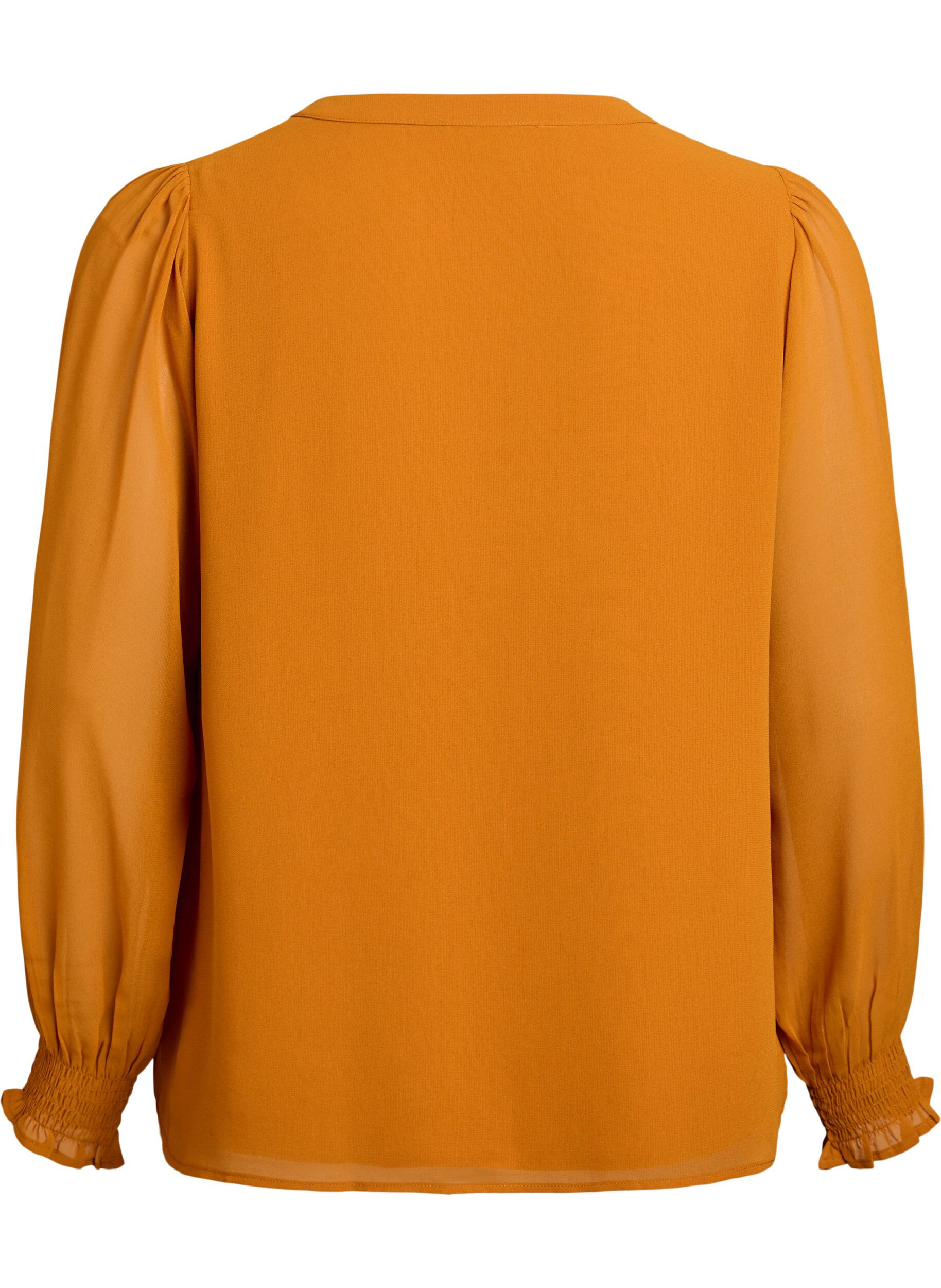 Zizzi Blouse avec manches transparentes et fronces, Orange, Packshot image number 1