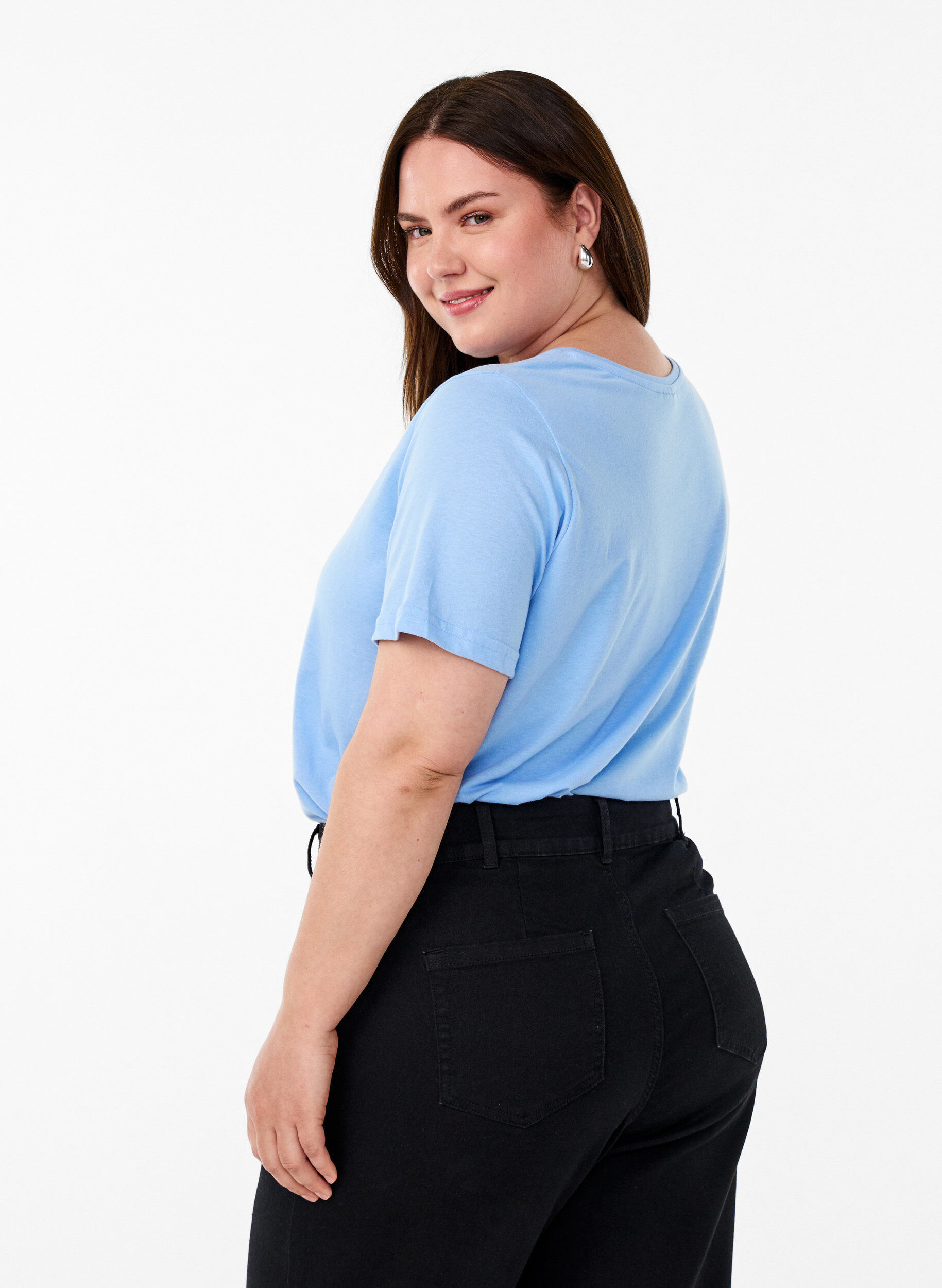 Zizzi FLASH - T-Shirt mit Print, Blau, Model image number 2