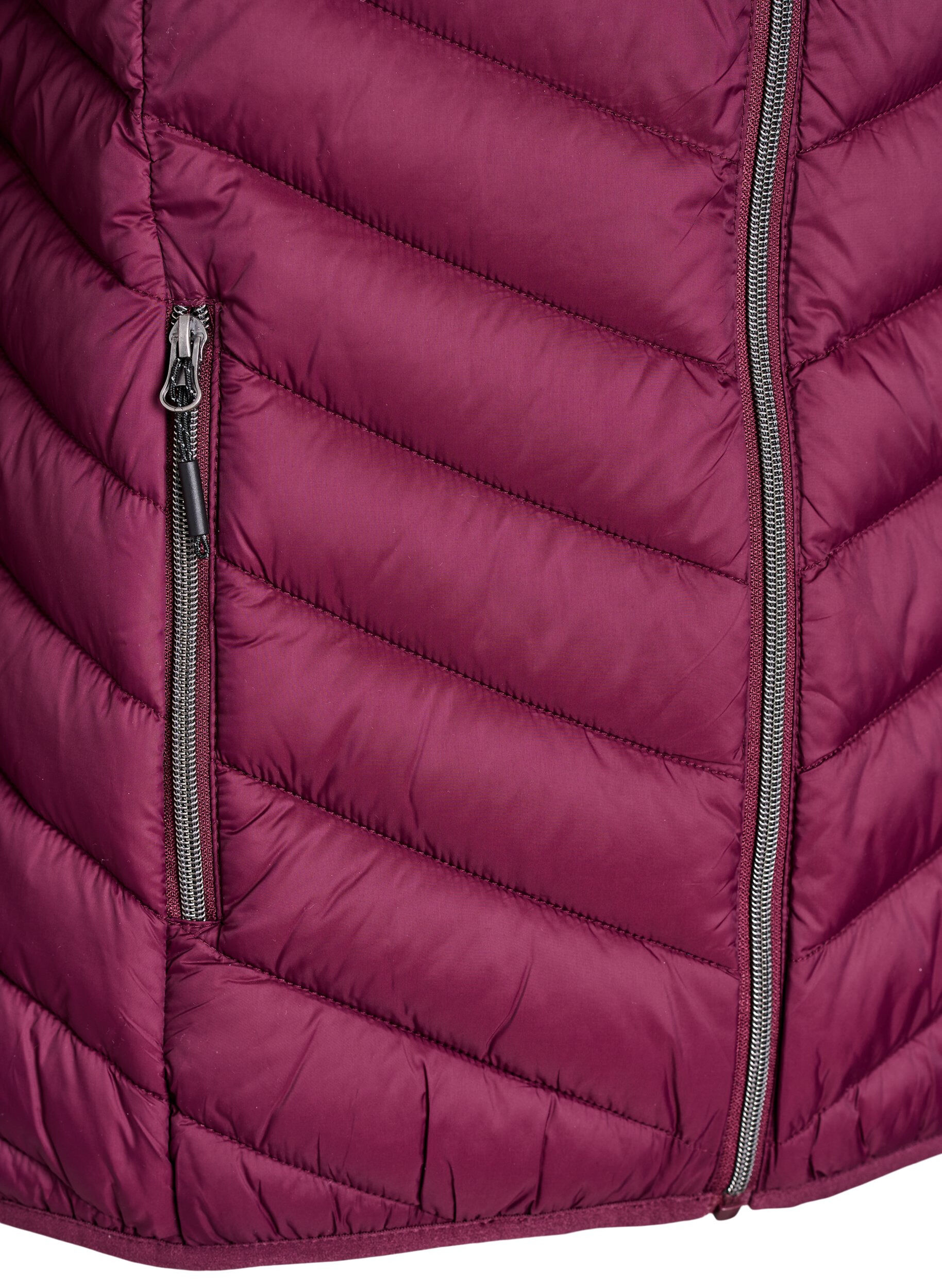Zizzi Leichte Steppjacke mit Kapuze, Dunkles Bordeaux, Packshot image number 3
