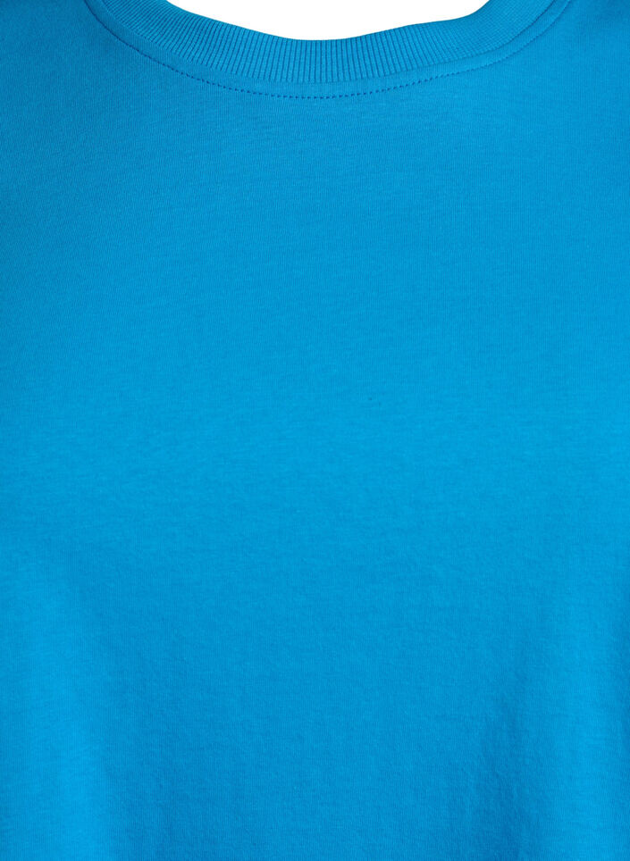 T-shirt basique en coton à col rond, Bleu, Packshot image number 2