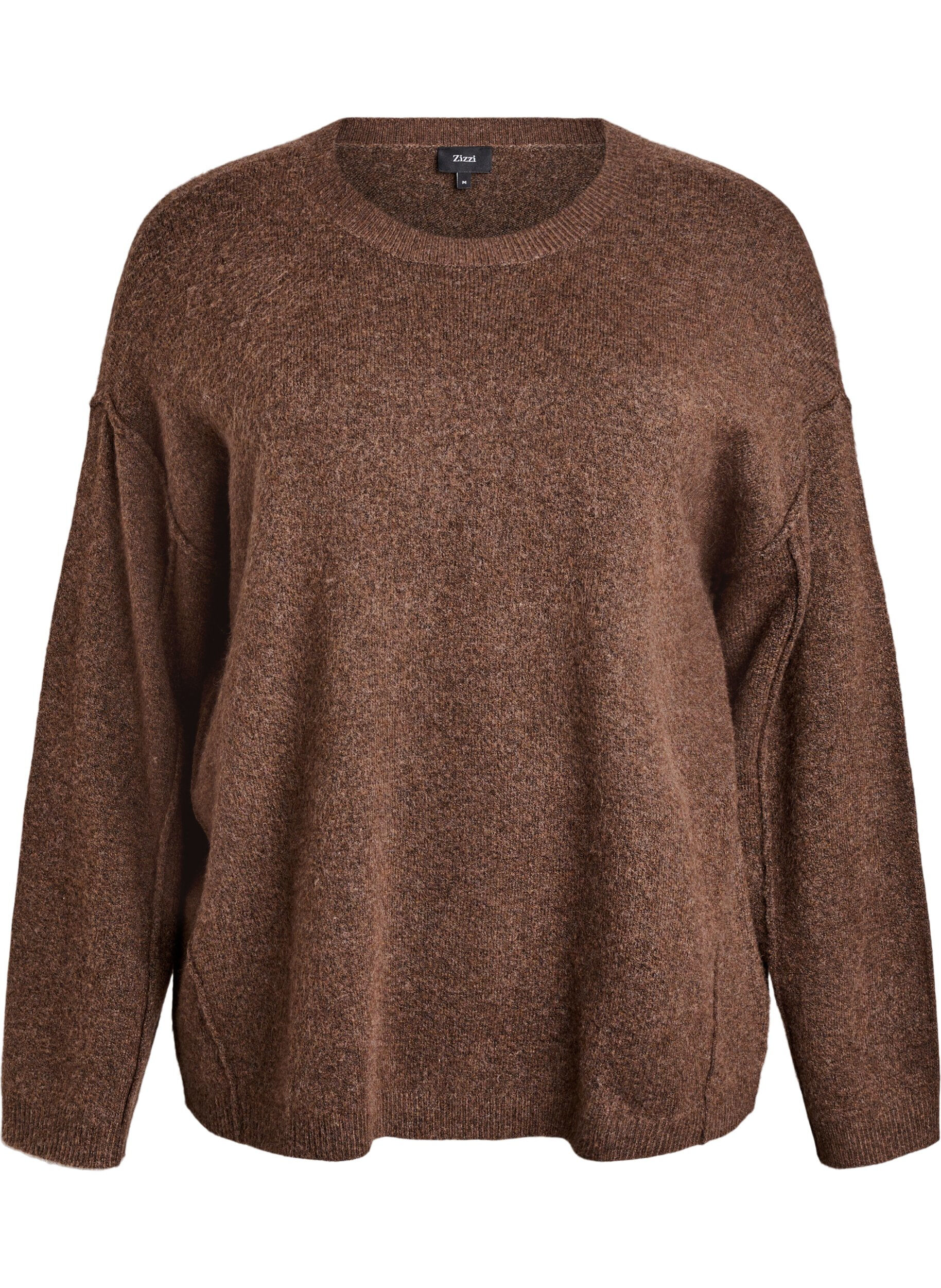 Lockerer Strickpullover mit Kontrastn&auml;hten