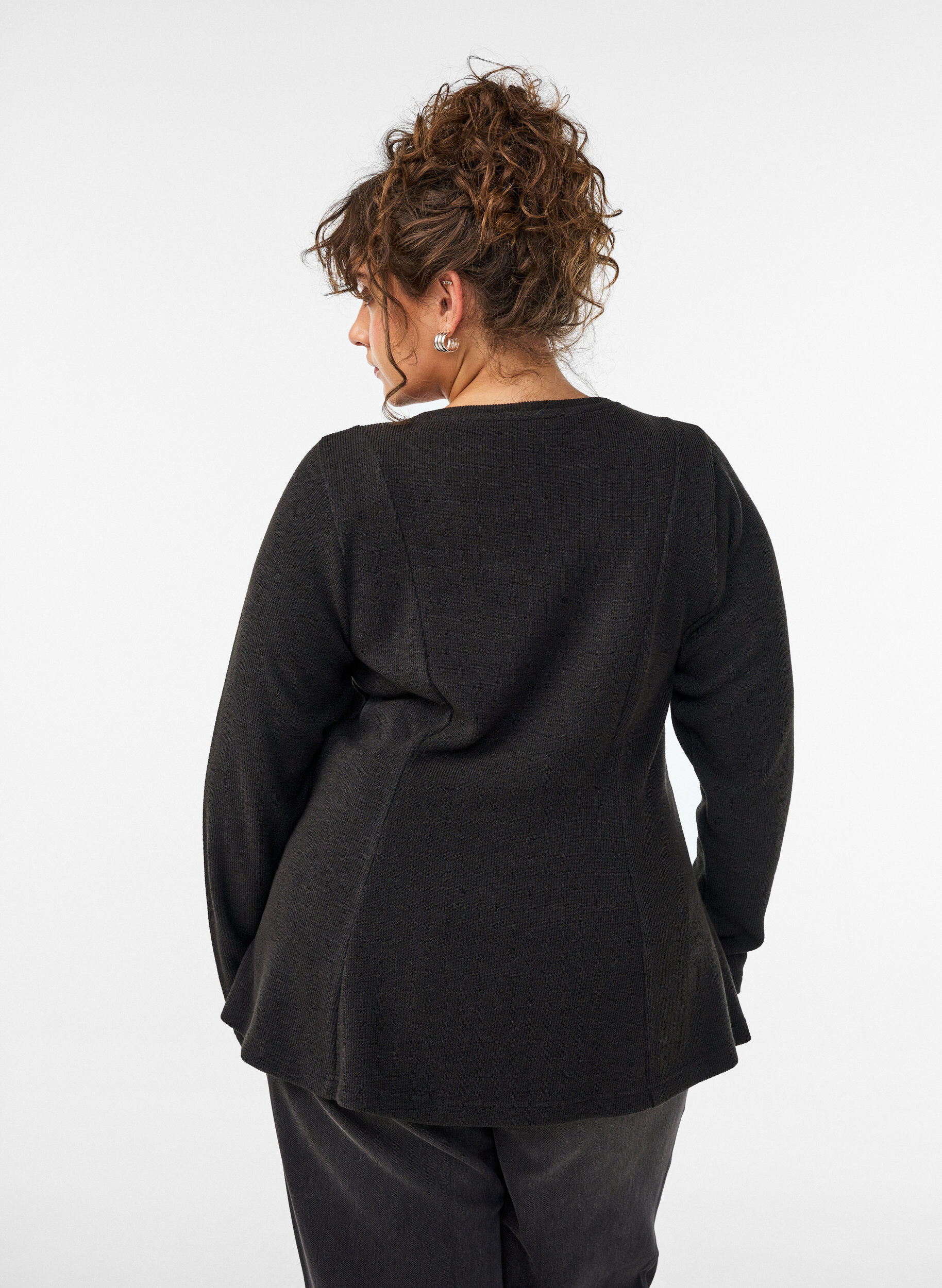 ZizziBlouse en jersey c&ocirc;tel&eacute; &agrave; coupe &eacute;vas&eacute;e, Noir, Model image number 2