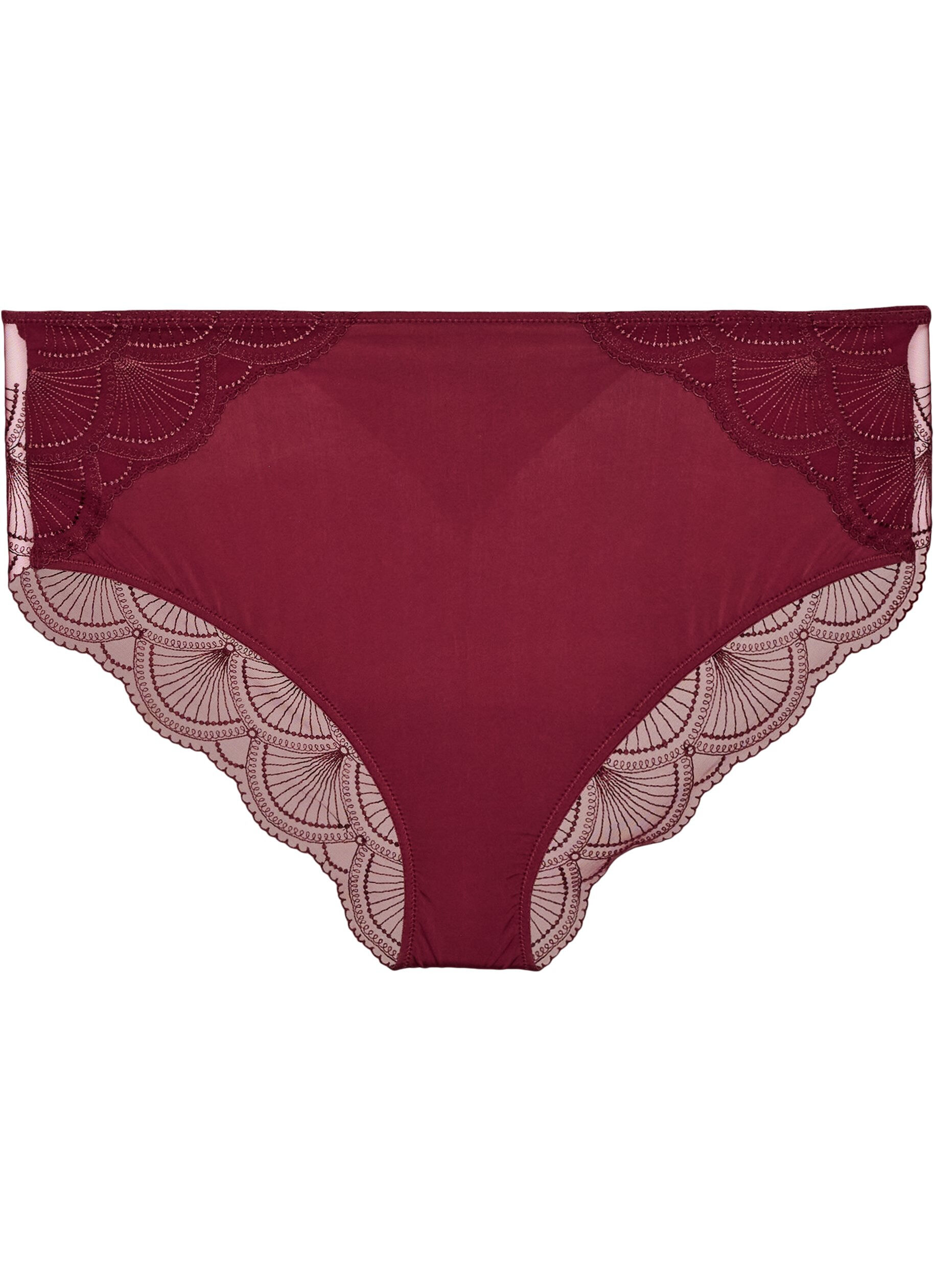 ZizziCulotte avec maille et finitions en dentelle brod&eacute;e, Bordeaux, Packshot image number 0