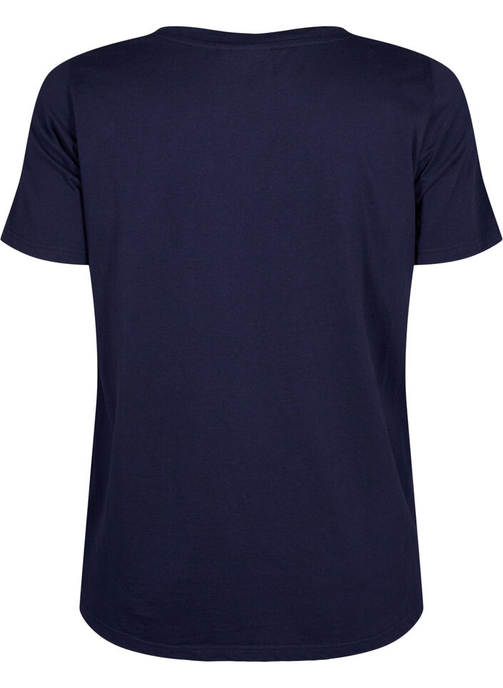 T-shirt en coton avec motif de texte, Evening Blue w. 58, Packshot image number 1