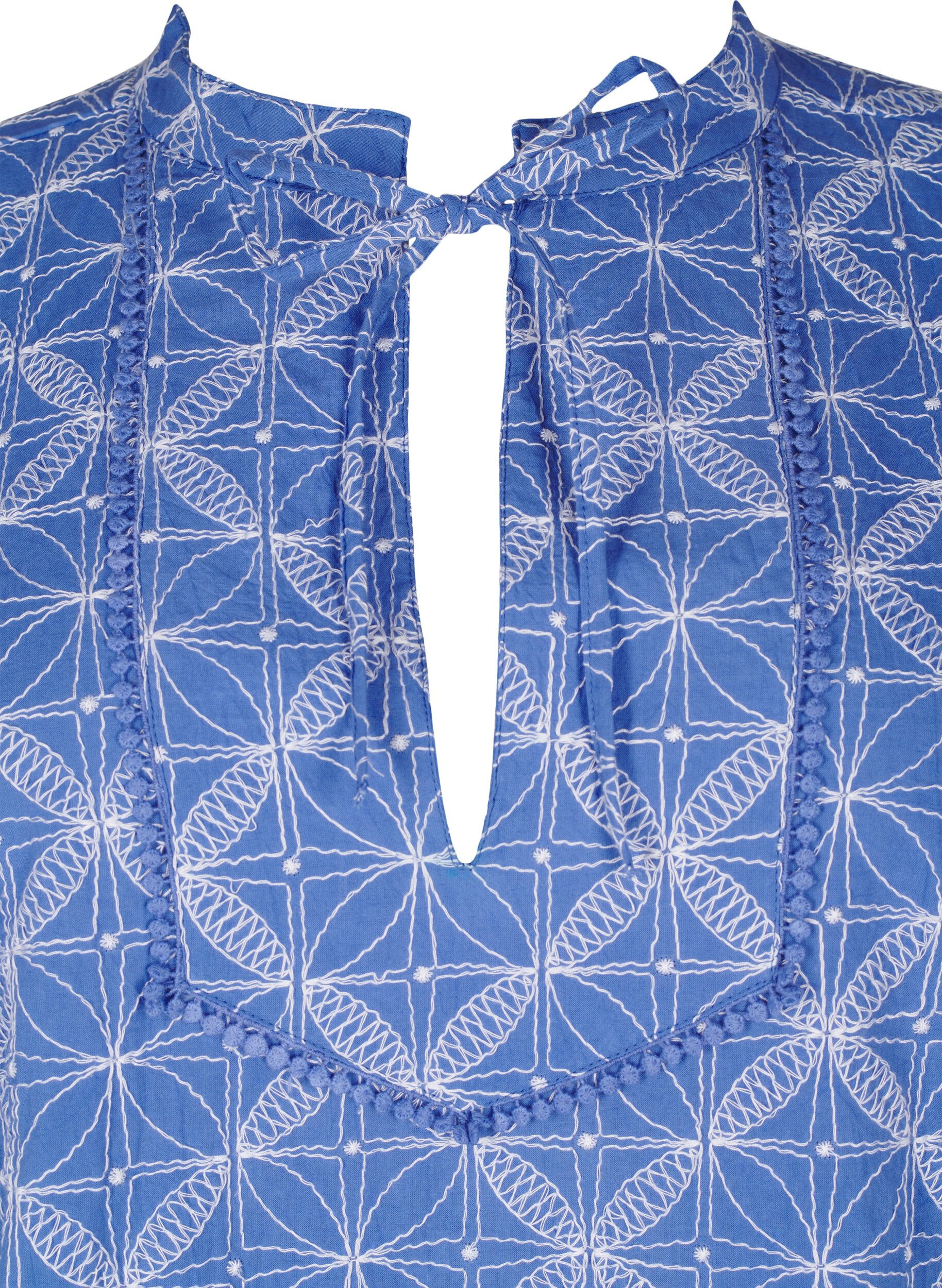 Zizzi Tunika mit Stickerei und Bindedetail, Blau, Packshot image number 2