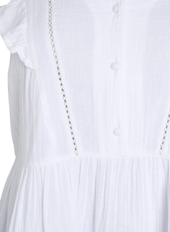 Blouse sans manches en mousseline de coton avec volants, Blanc, Packshot image number 2