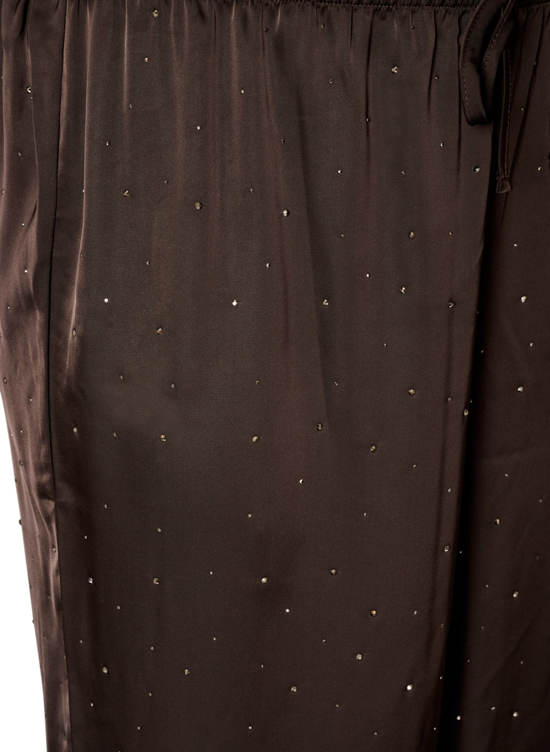 ZizziPantalon ballon en satin avec strass, Marron, Packshot image number 2