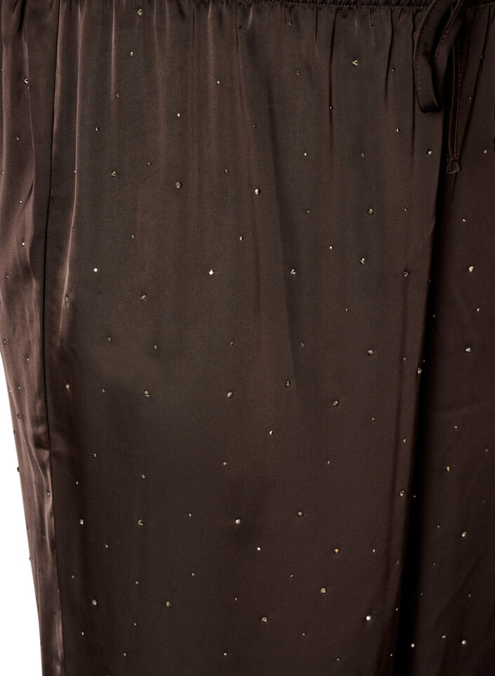 Pantalon ballon en satin avec strass, Marron, Packshot image number 2