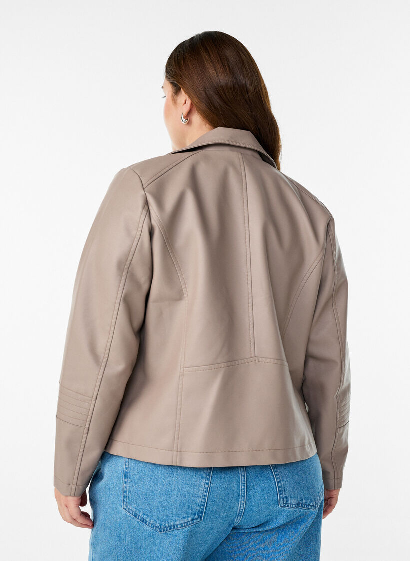 Bikerjacke aus Kunstleder, Beige, Model image number 2