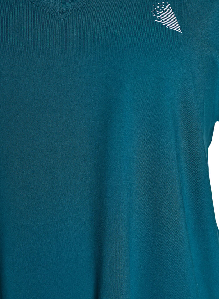 T-shirt de sport ample avec col en v, Vert fonc&eacute;, Packshot image number 2
