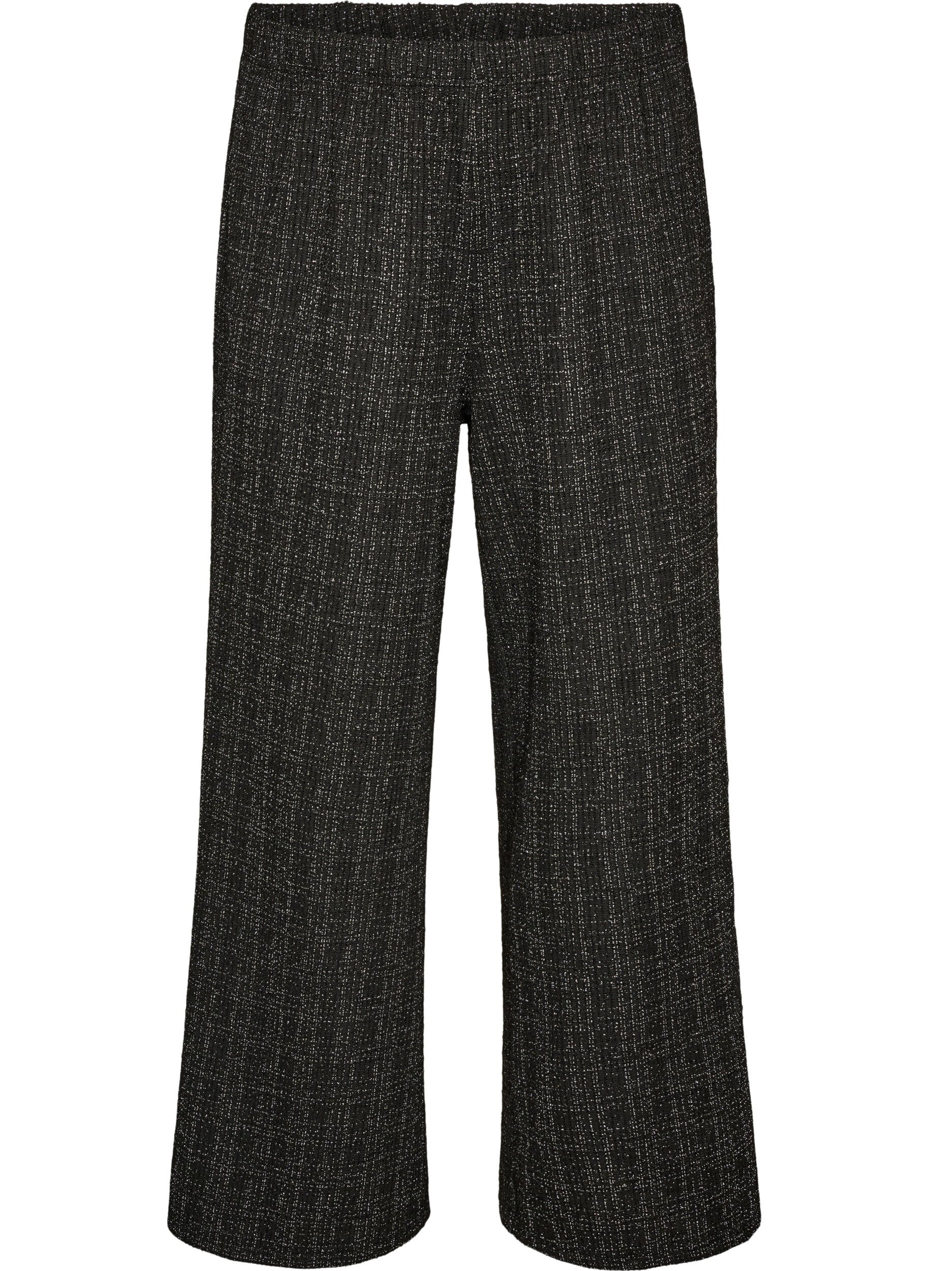 ZizziPantalon &agrave; coupe droite en boucl&eacute;, Noir, Packshot image number 0