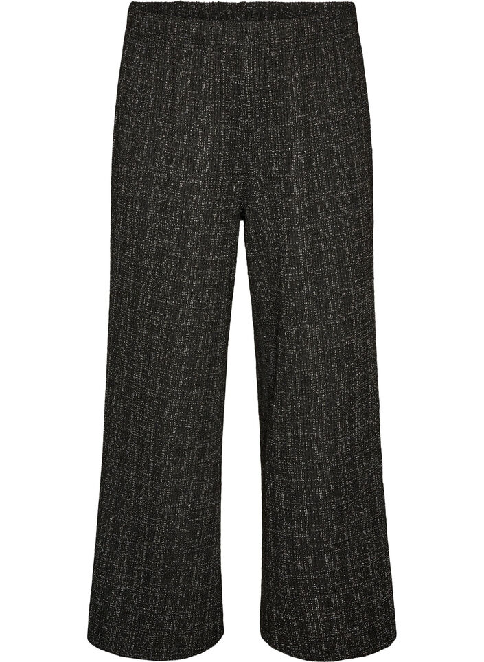 Pantalon &agrave; coupe droite en boucl&eacute;, Noir, Packshot image number 0