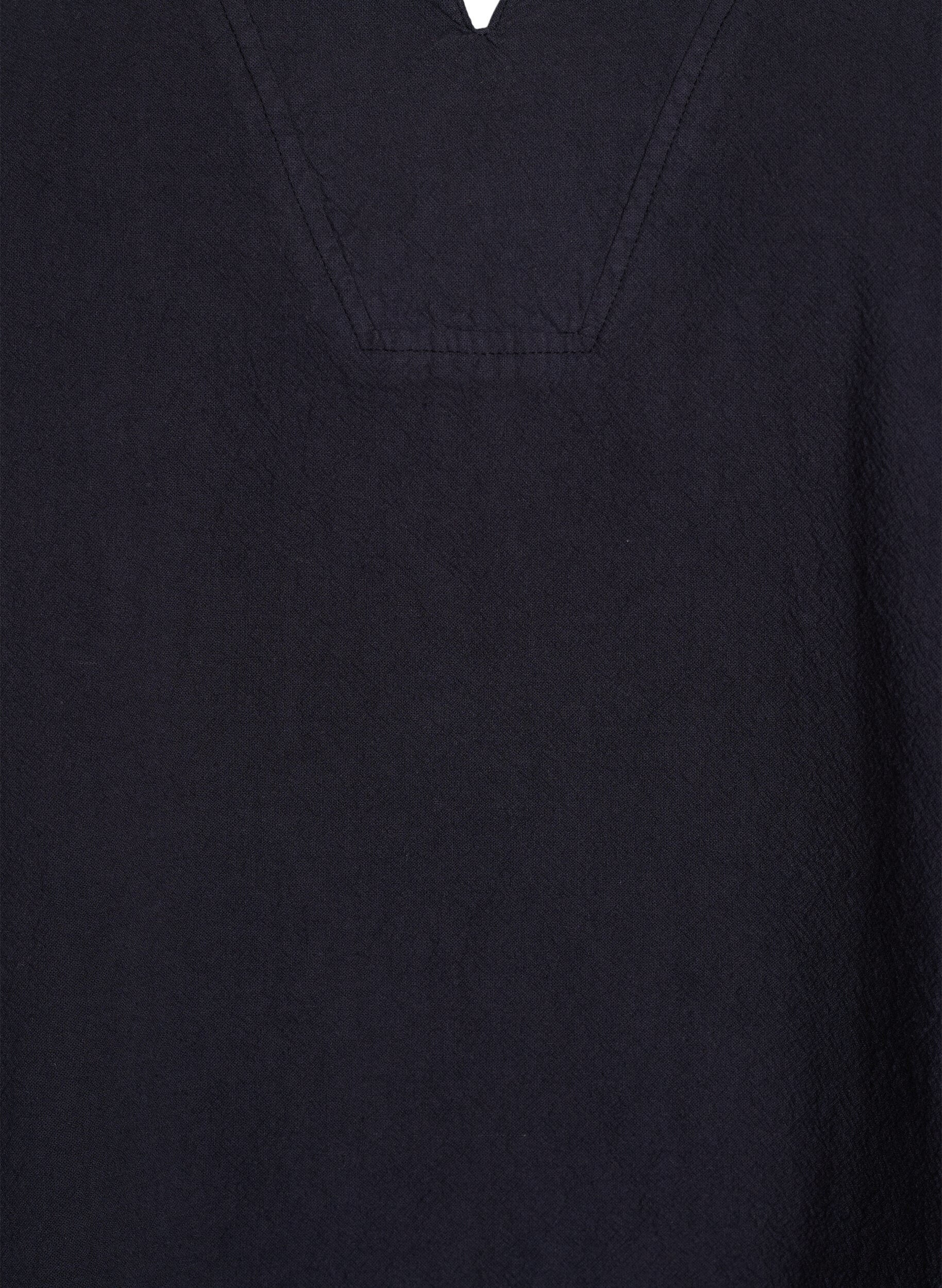 Zizzi Blouse ample avec col et manches 1/2, Noir, Packshot image number 2