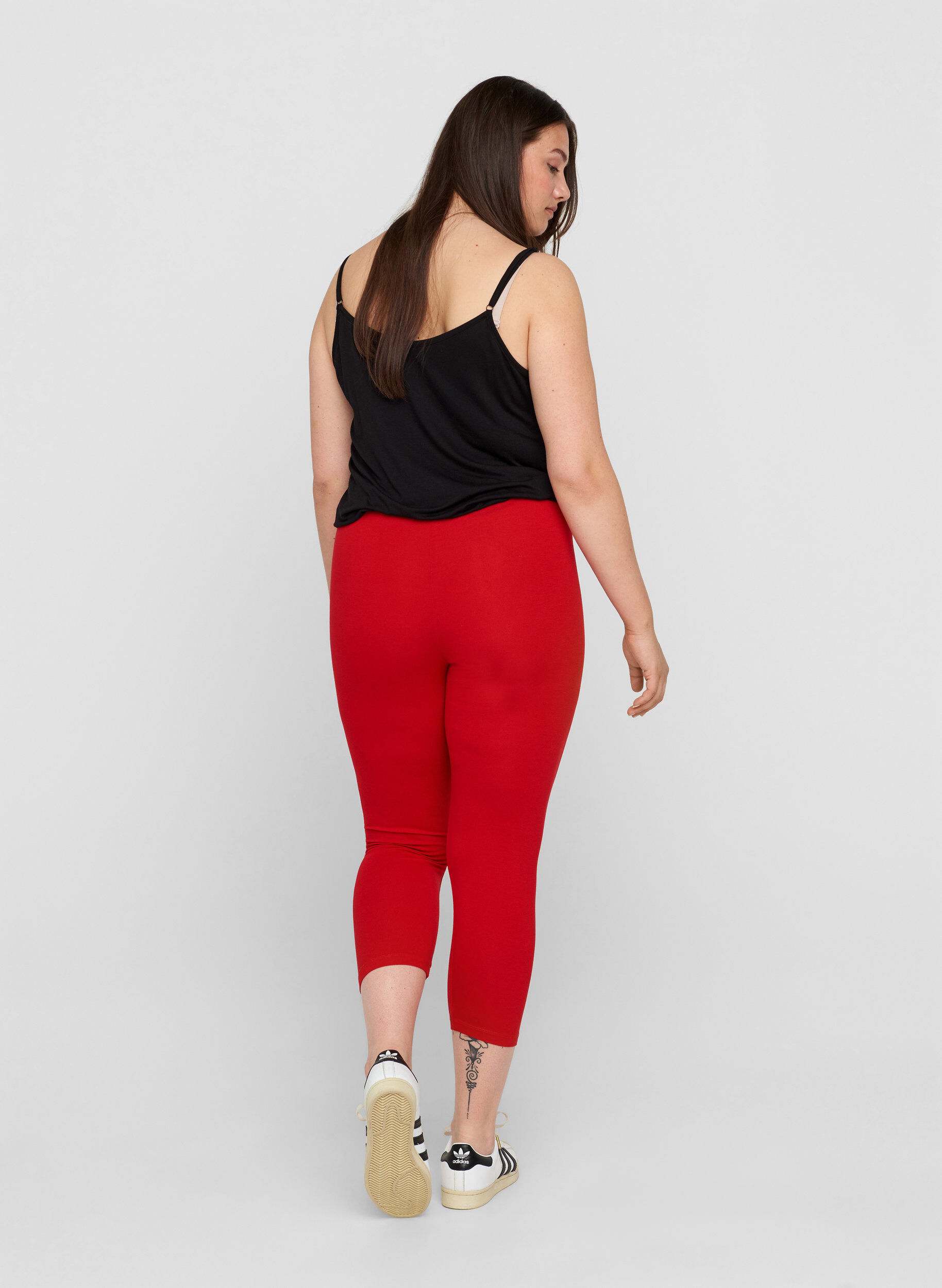 Zizzi Basic 3/4-Leggings , Tango Red, Model image number 1