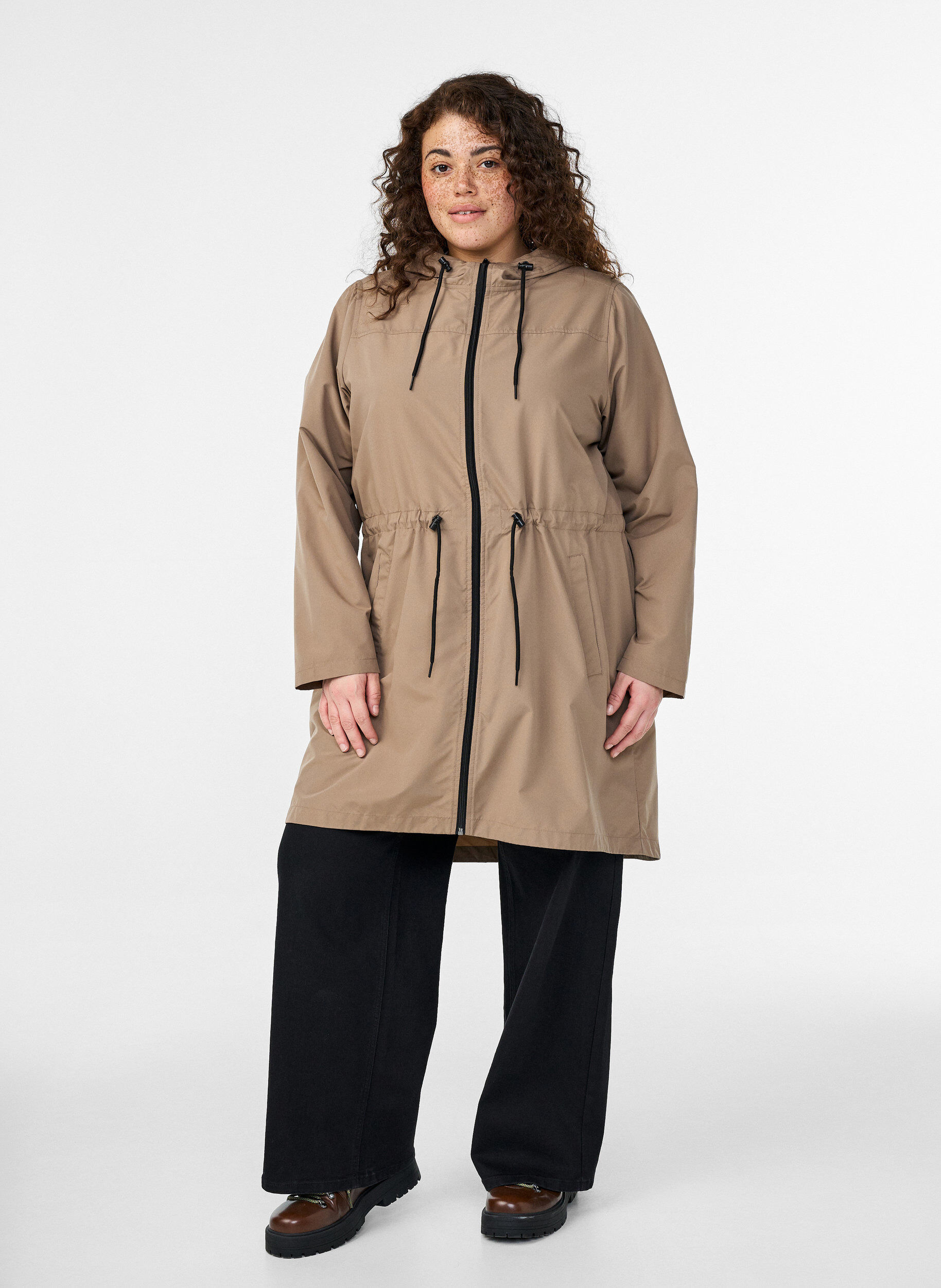 Zizzi Flash - Parka l&eacute;g&egrave;re avec capuche, Marron, Model image number 1